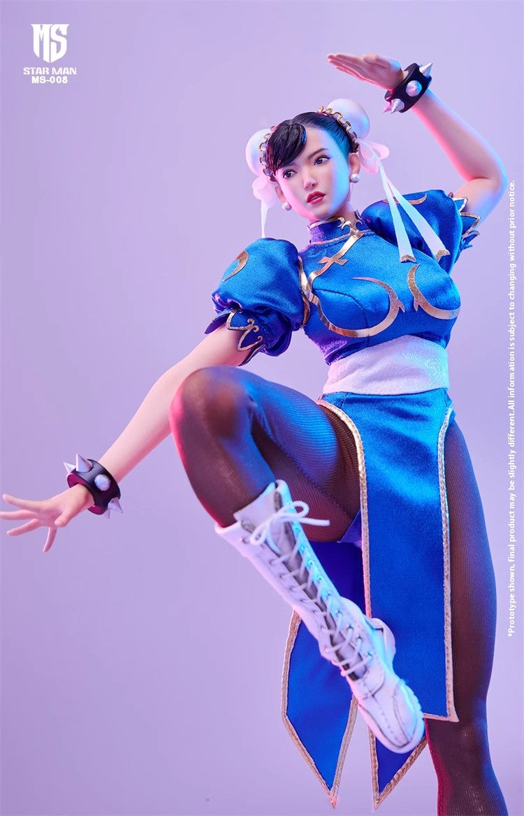 1/6 Scale Collectible Star Man MS-008A Chun-Li Figure in Blue Cheongsam Costume