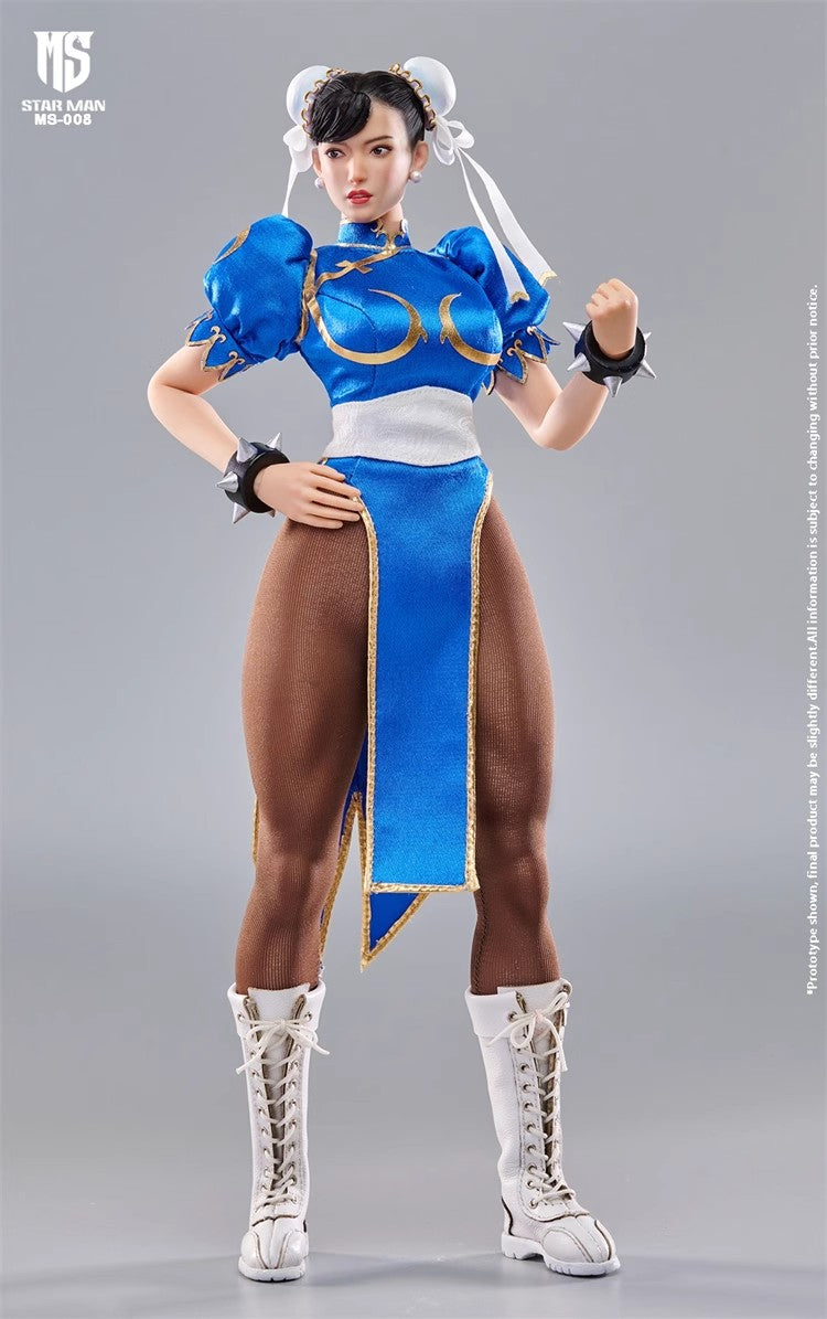 1/6 Scale Collectible Star Man MS-008A Chun-Li Figure in Blue Cheongsam Costume