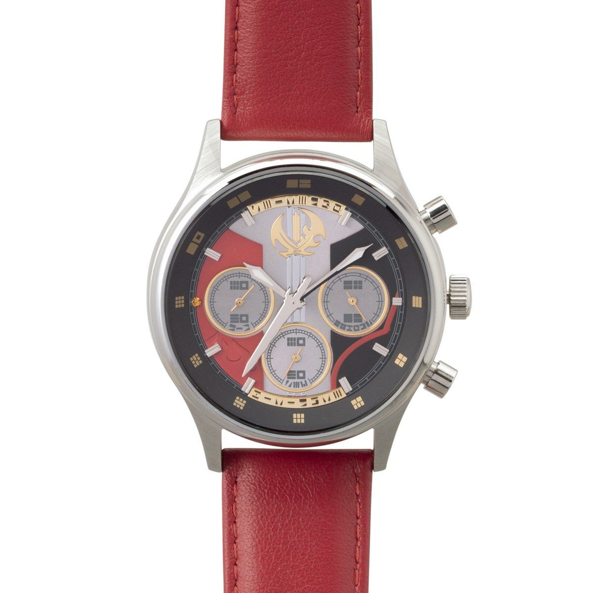 2021 Kamen Rider Saber Stainless Steel Quartz Chronograph Watch with 20mm Leather Band