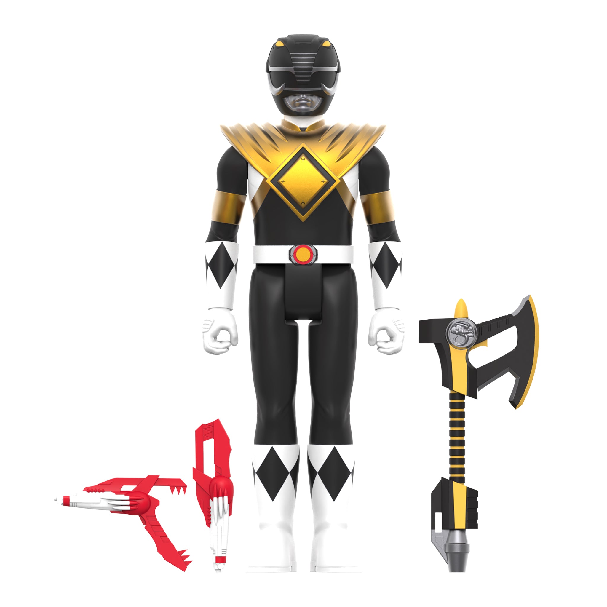 Power Rangers ReAction Collectible Figure - Wave 4, Black Ranger with Dragon Shield Version