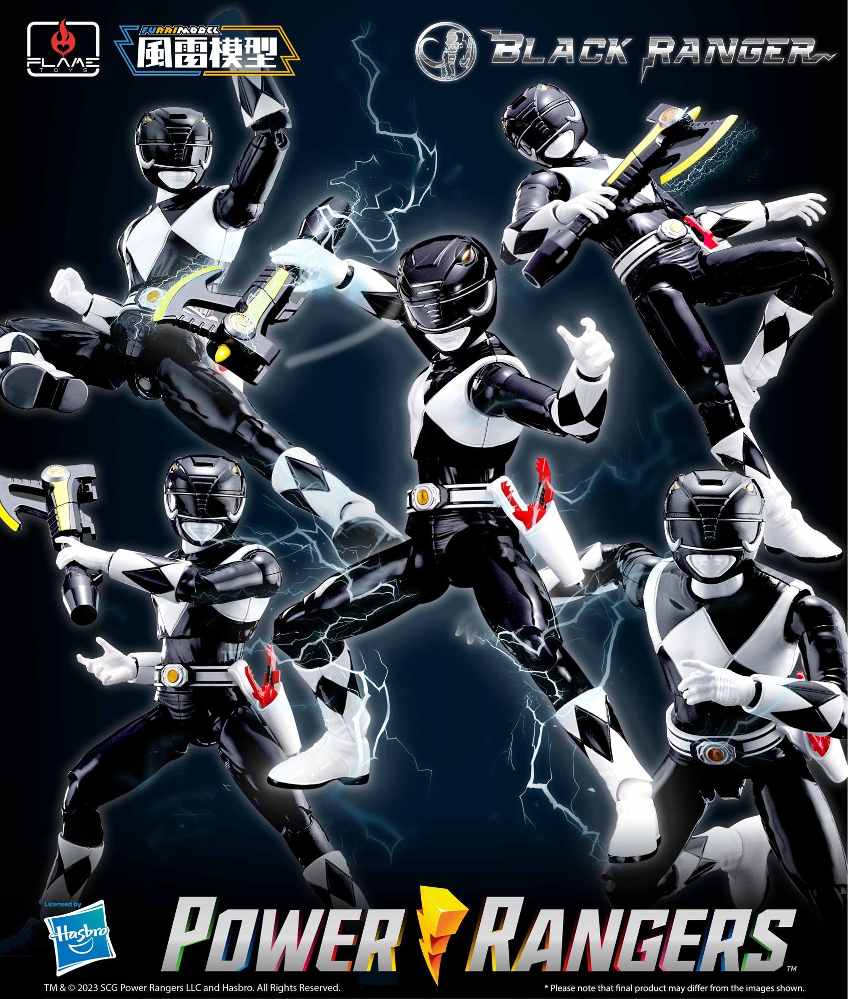 Flame Toys Pre - painted Plastic Model of Power Rangers Furai Black Ranger