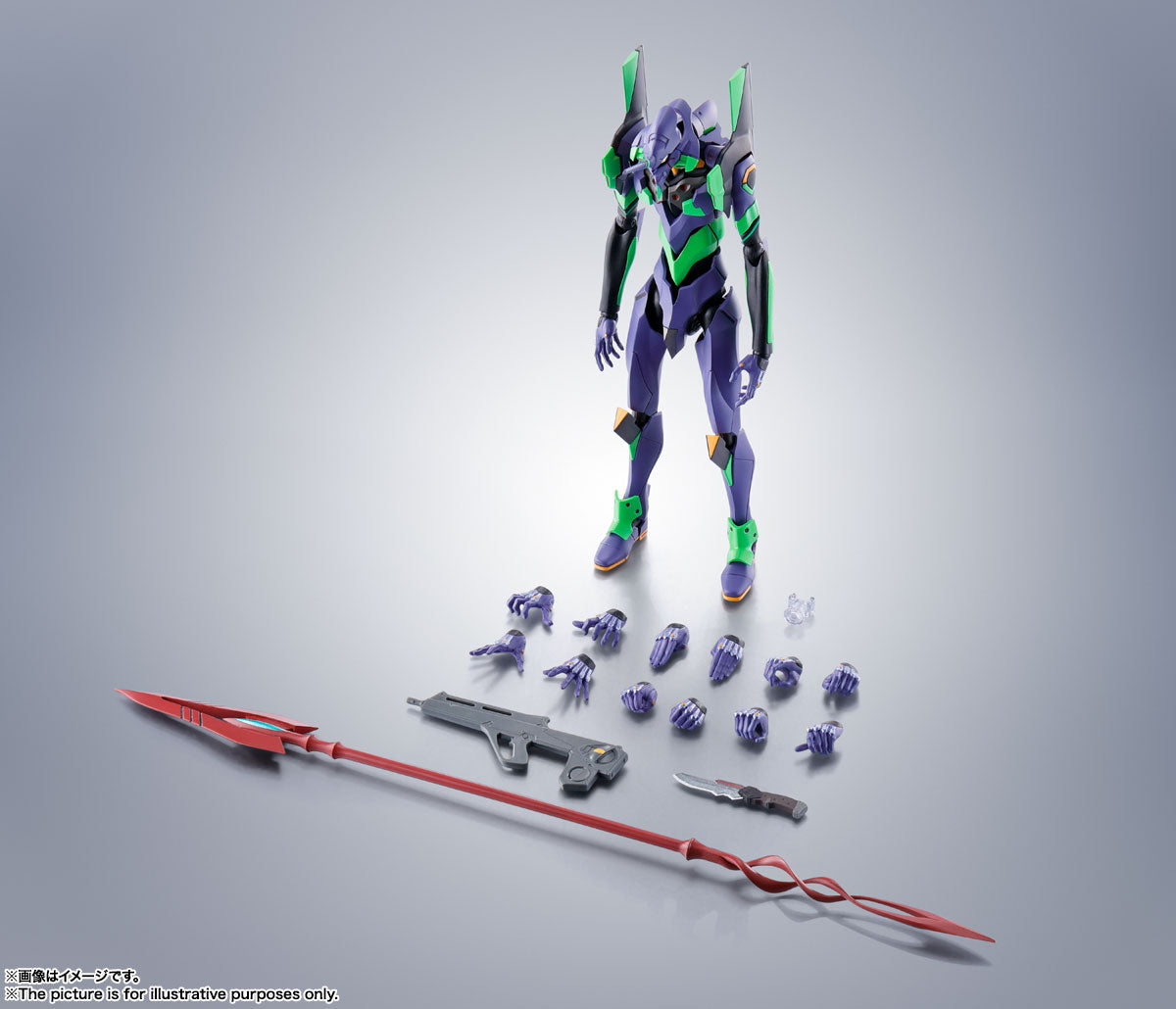 Bandai's Robot Damashii Action Figure - Evangelion Unit 1 with Cassius Spear in Renewed Color Edition (SIDE EVA)
