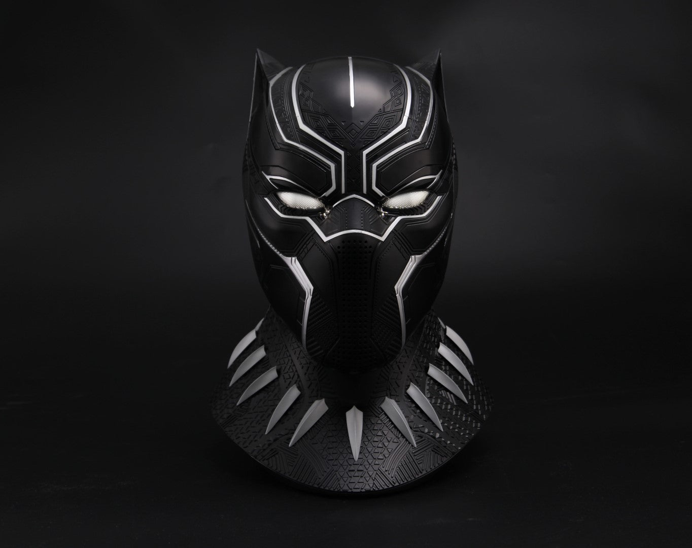 Licensed Black Panther Themed Wearable Helmet with Display Base for Cosplay