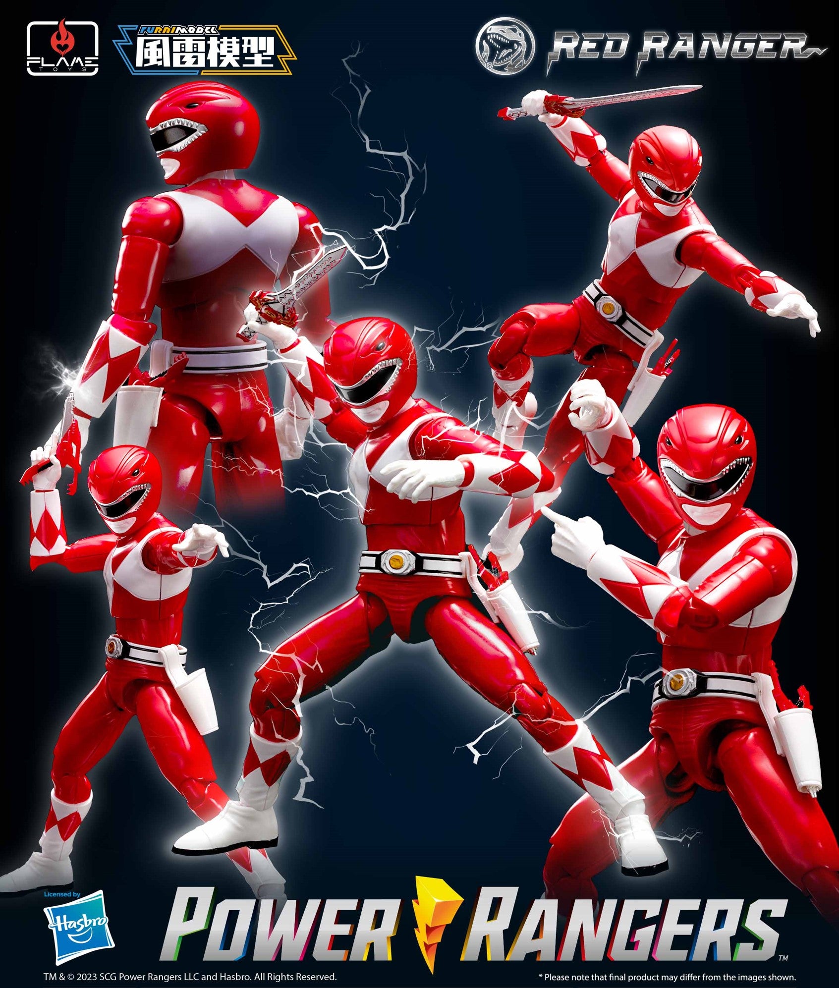 Flame Toys Pre - painted Plastic Model Kit of Power Rangers Furai Red Ranger