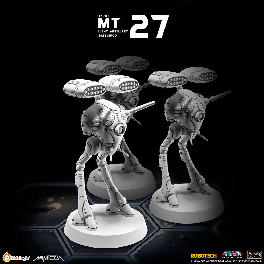 Miniature Collectible Set of 3 Minitech MT27 Light Artillery Battlepods from Macross/Robotech Series