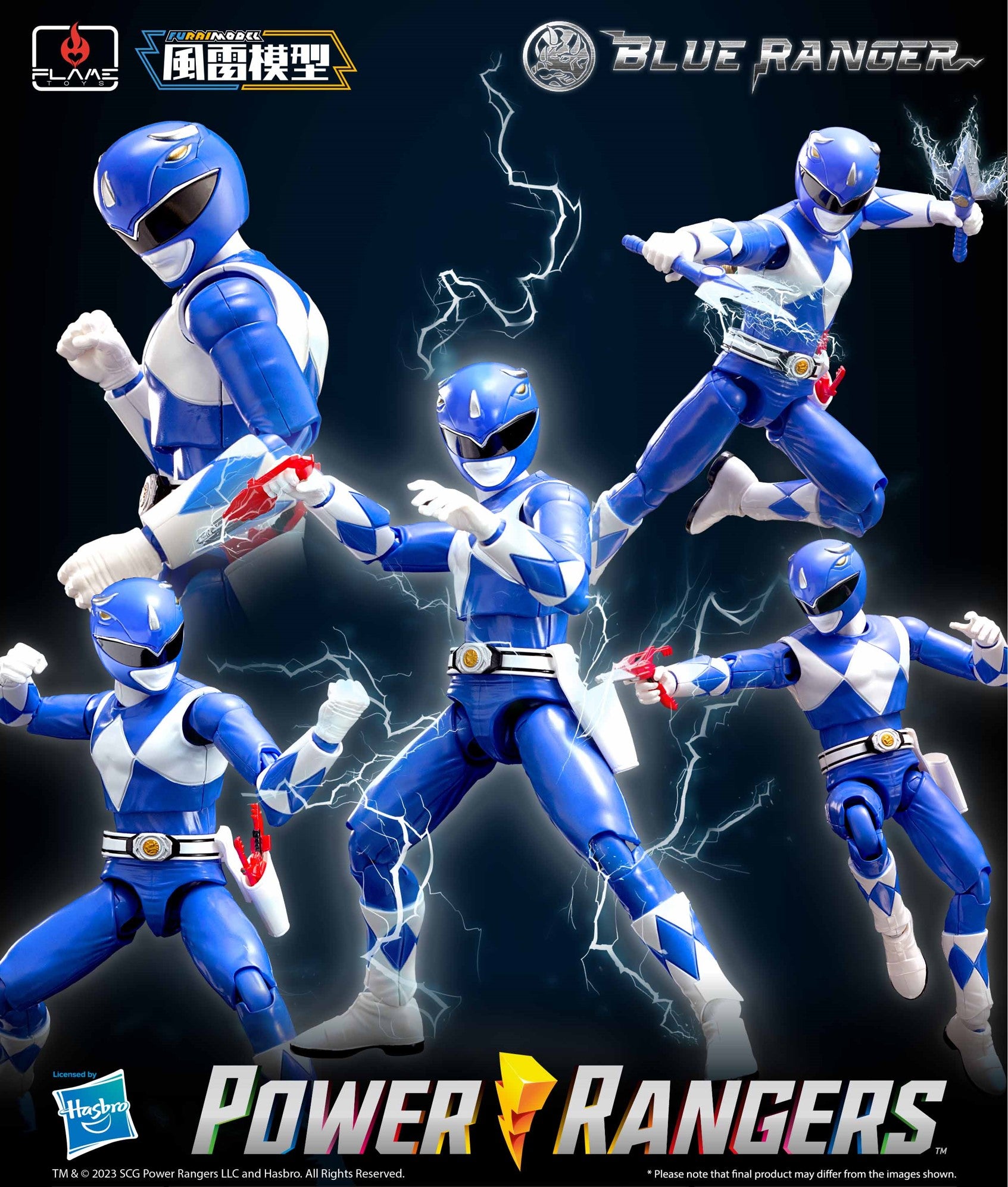 Flame Toys Pre - painted Plastic Blue Ranger Model from Power Rangers Furai