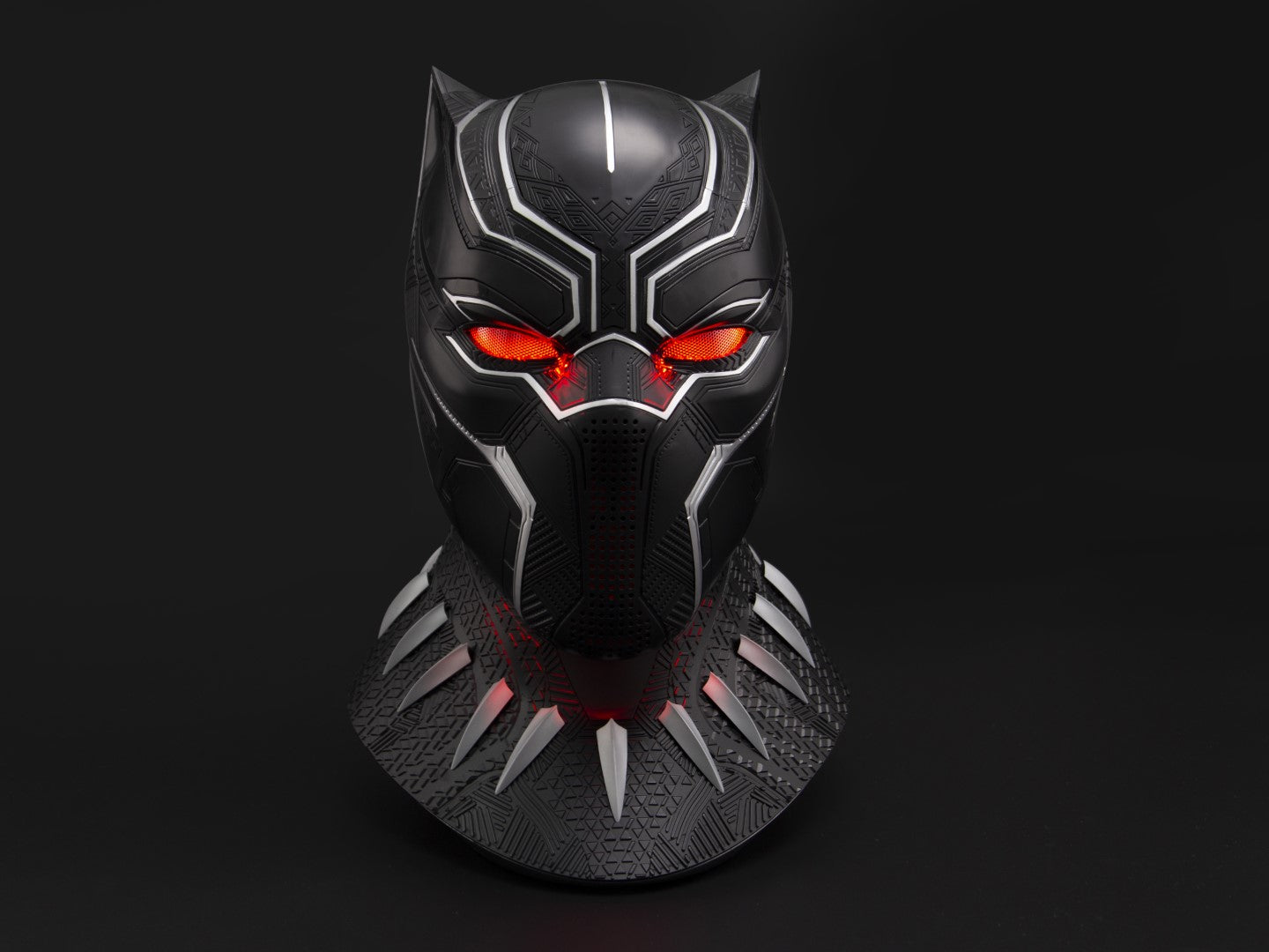 Licensed Black Panther Themed Wearable Helmet with Display Base for Cosplay