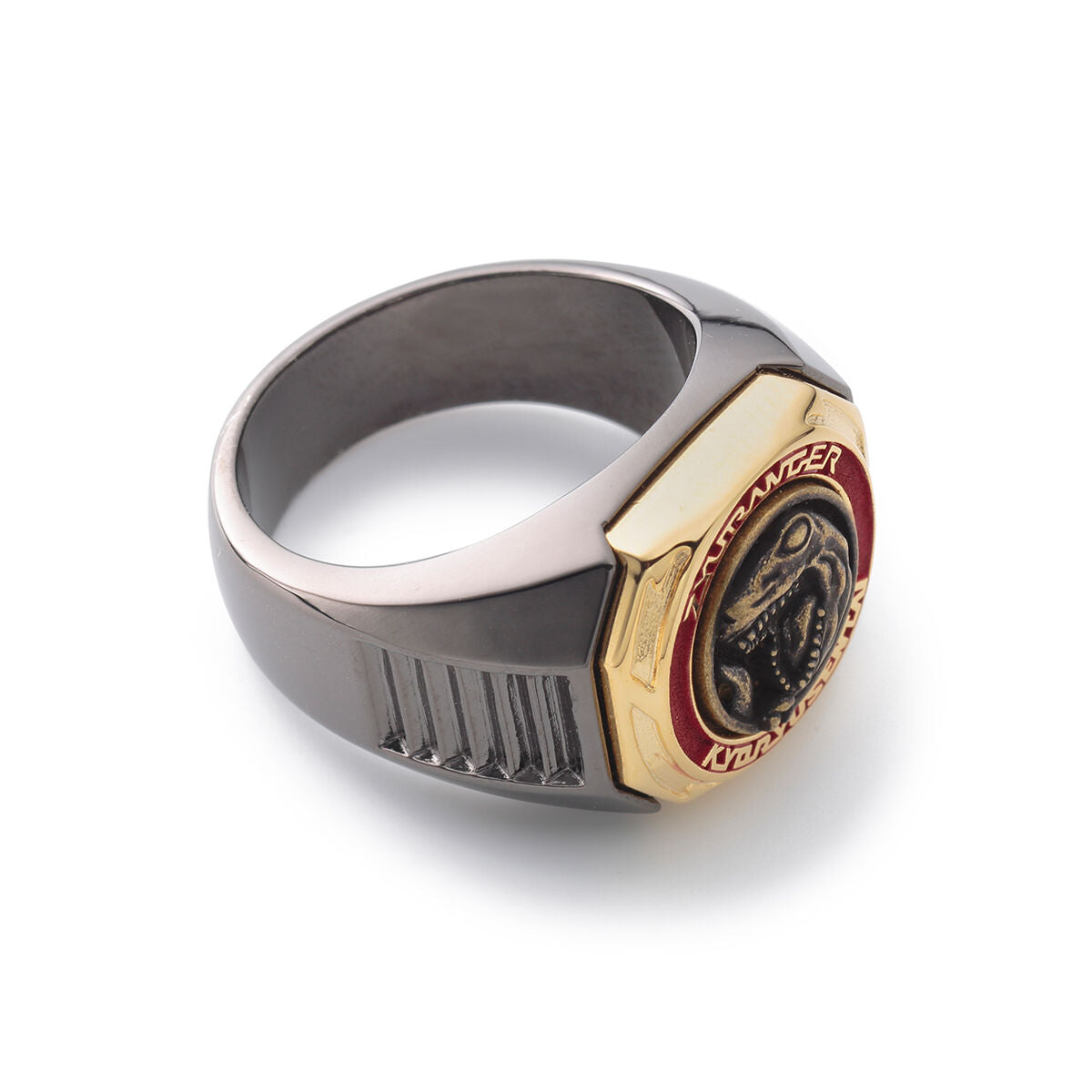 Pre - order Zyuranger Dino and Dragon Buckler Plated Brass Ring