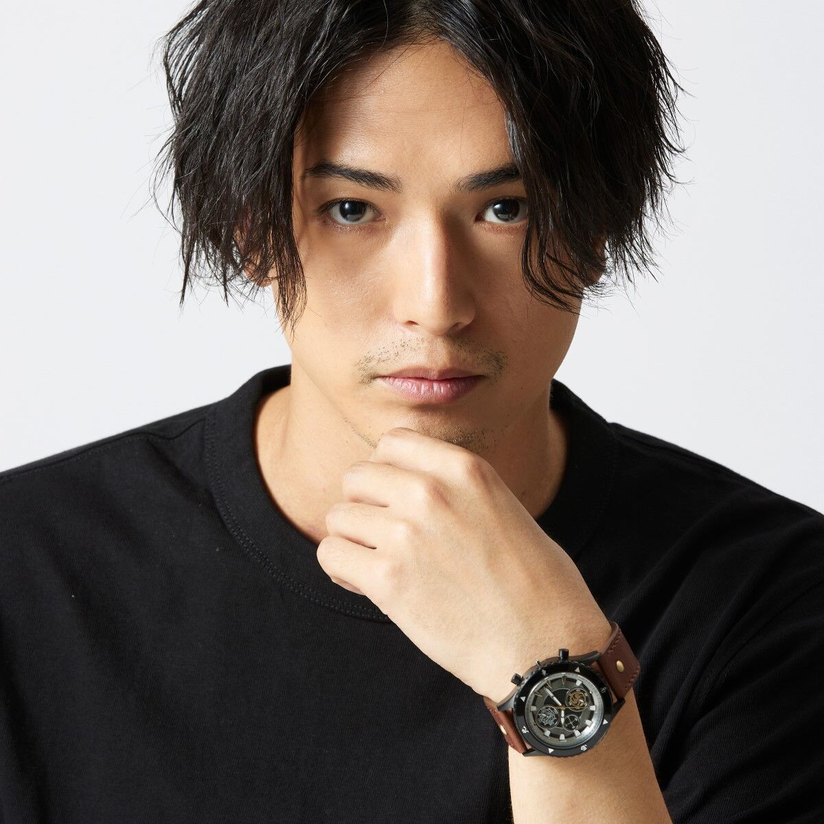 Chronograph Watch Inspired by Kamen Rider Hibiki Takeshi with Leather Strap