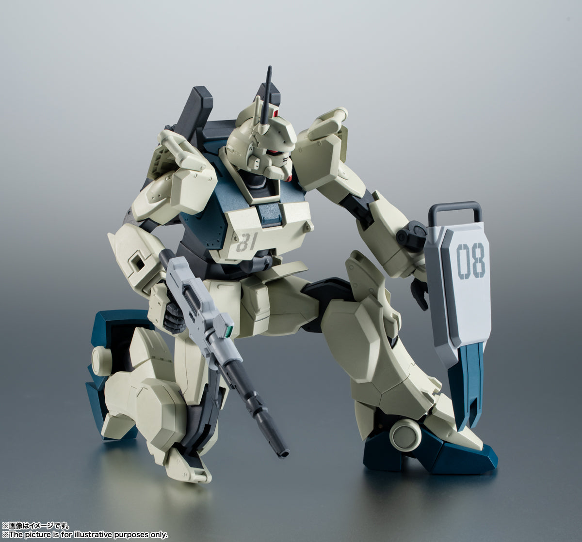 Bandai's Robot Damashii (SIDE MS) Action Figure - RX-79(G) Ez-8 Gundam Ez-8 Version Animated Style