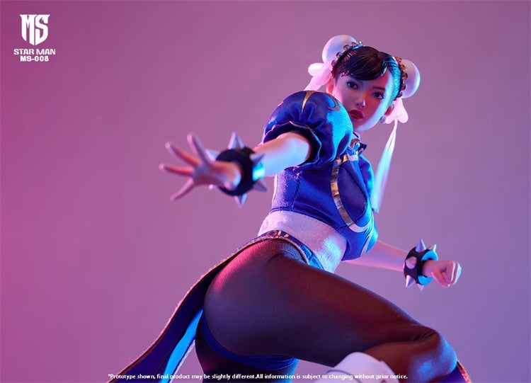 1/6 Scale Collectible Star Man MS-008A Chun-Li Figure in Blue Cheongsam Costume