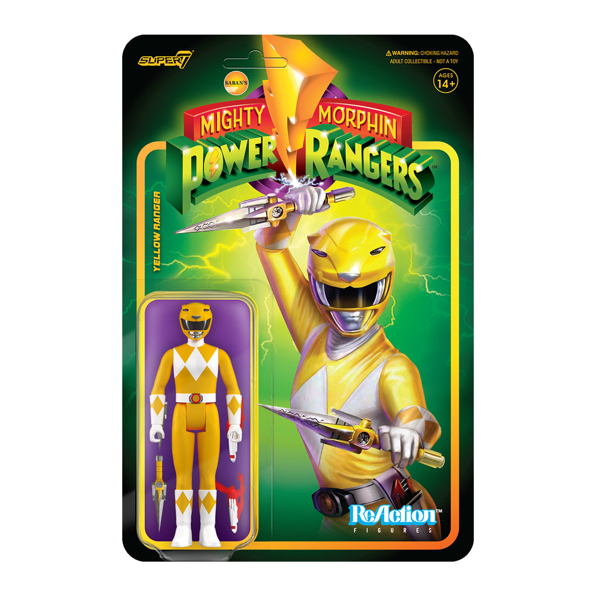 Power Rangers Super7 ReAction Collectible Action Figure - Yellow Ranger