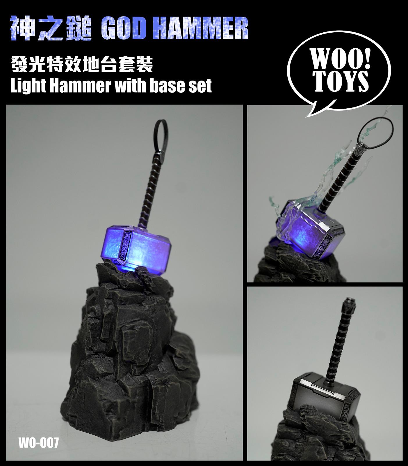 WOO Toys 1:6 Scale Lighting God Hammer with Display Base for Collectible Figures