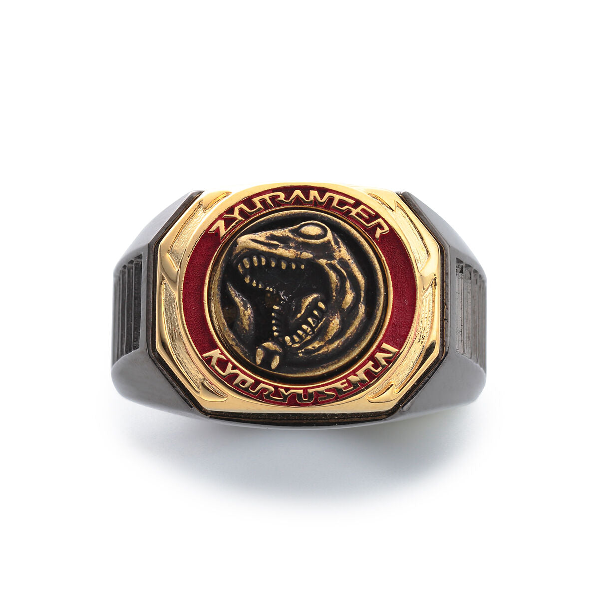 Pre - order Zyuranger Dino and Dragon Buckler Plated Brass Ring