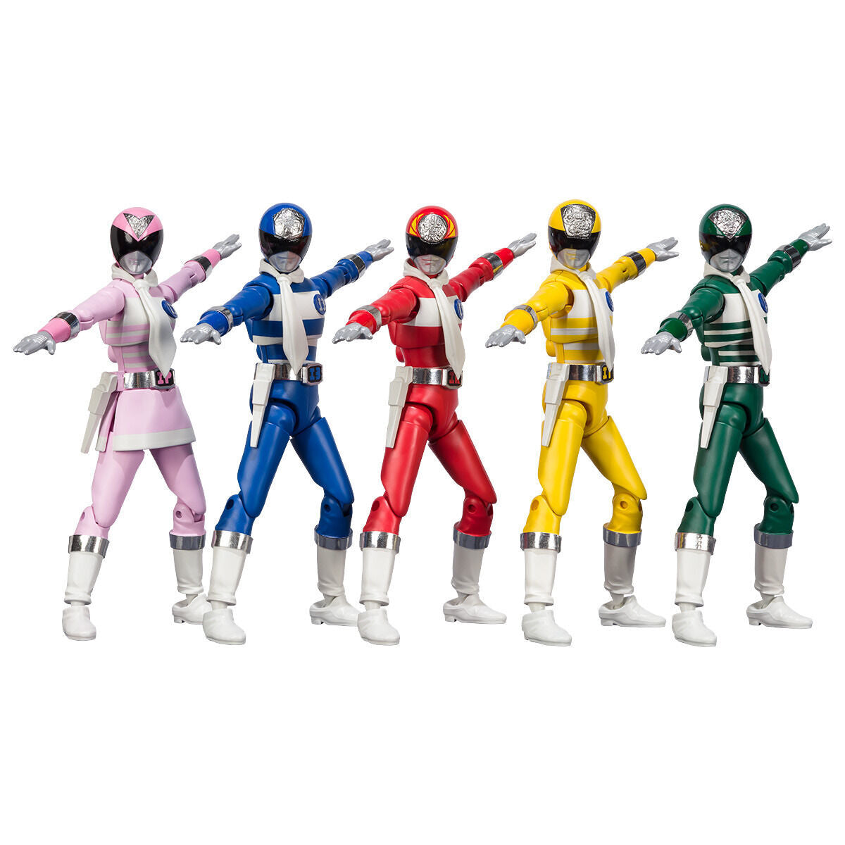 SHODO SUPER Denziman Set: 5 Approx 4' Tall Rangers with Weapons and Hand Parts