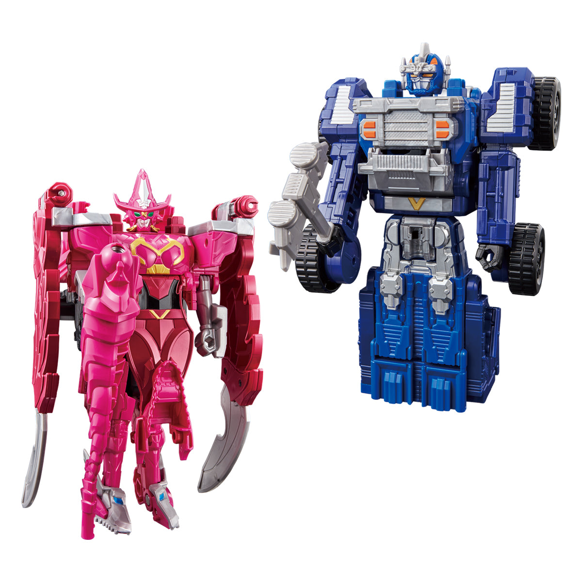 DX ZenkaiOh VrooMagine Toy Set with Sound - A Combination of Blue Dump Truck and Pink Dragon Mechas