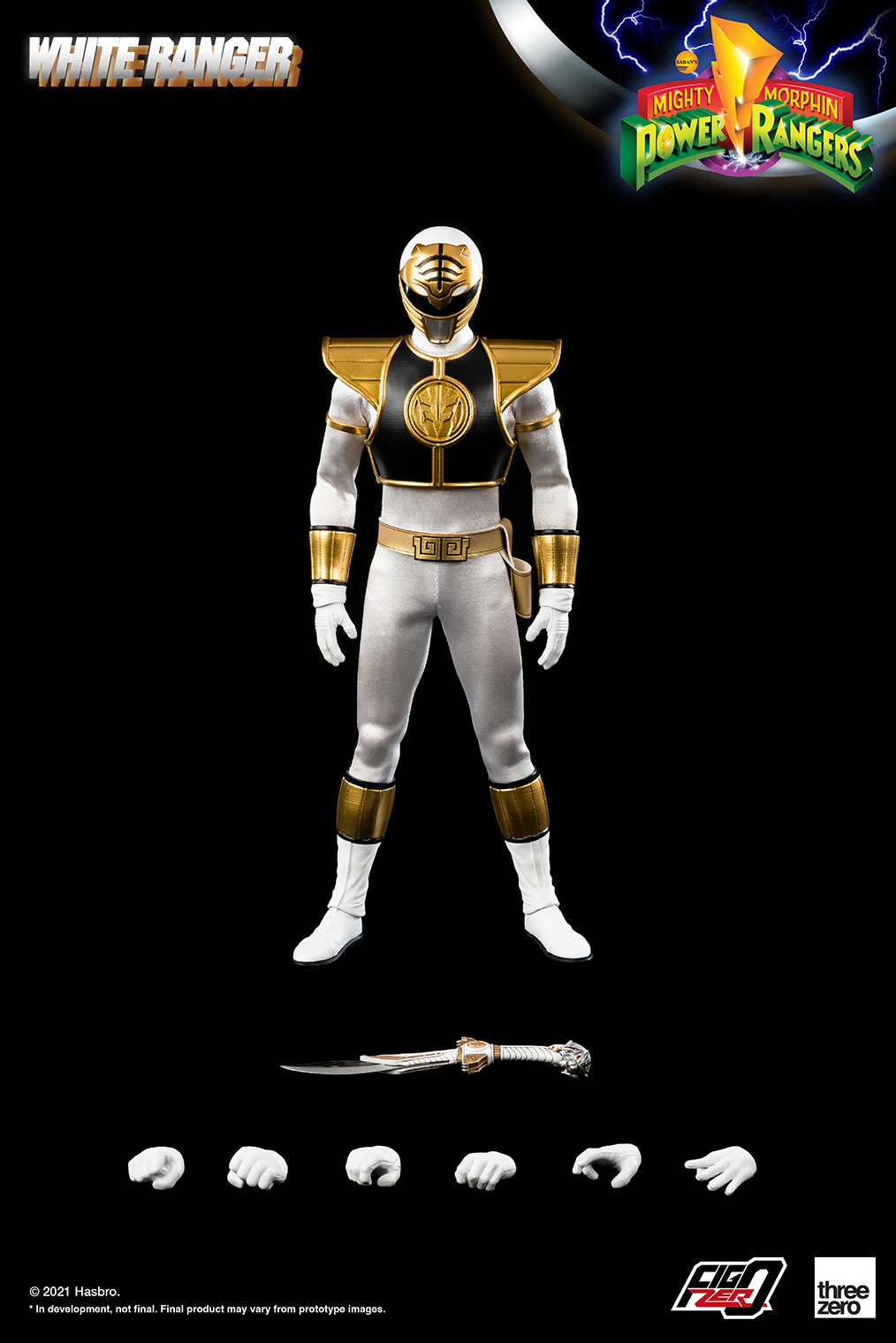 ThreeZero 1/6 Scale Officially-Licensed White Ranger Action Figure