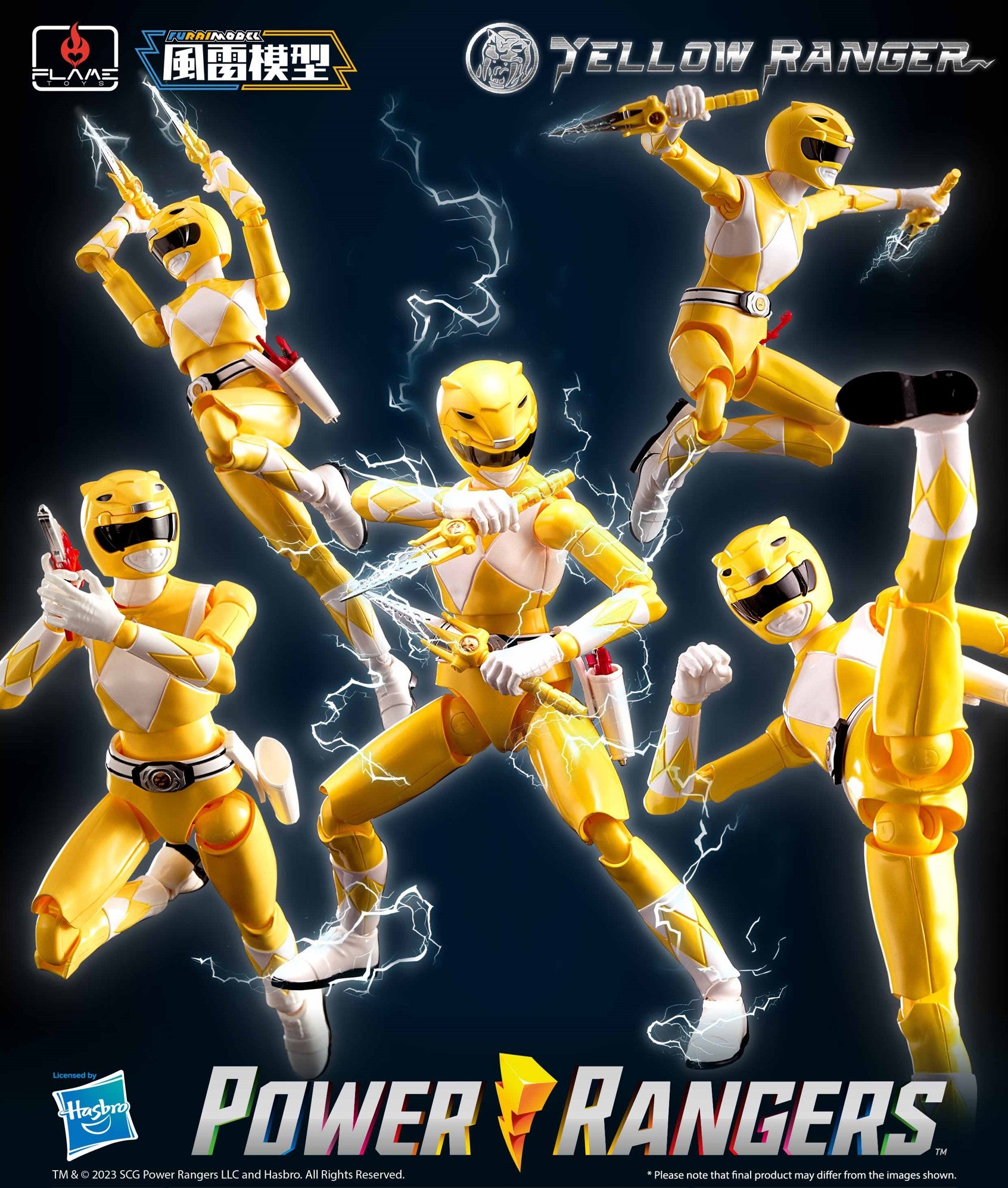 Flame Toys Pre - painted Plastic Model of Power Rangers Furai Yellow Ranger