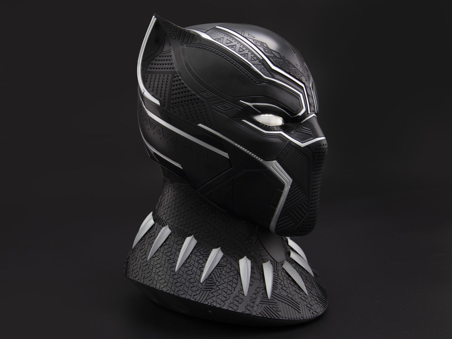 Licensed Black Panther Themed Wearable Helmet with Display Base for Cosplay