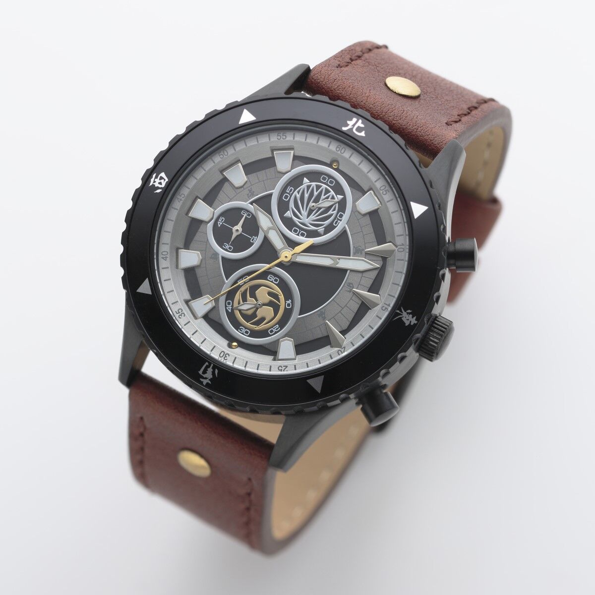 Chronograph Watch Inspired by Kamen Rider Hibiki Takeshi with Leather Strap