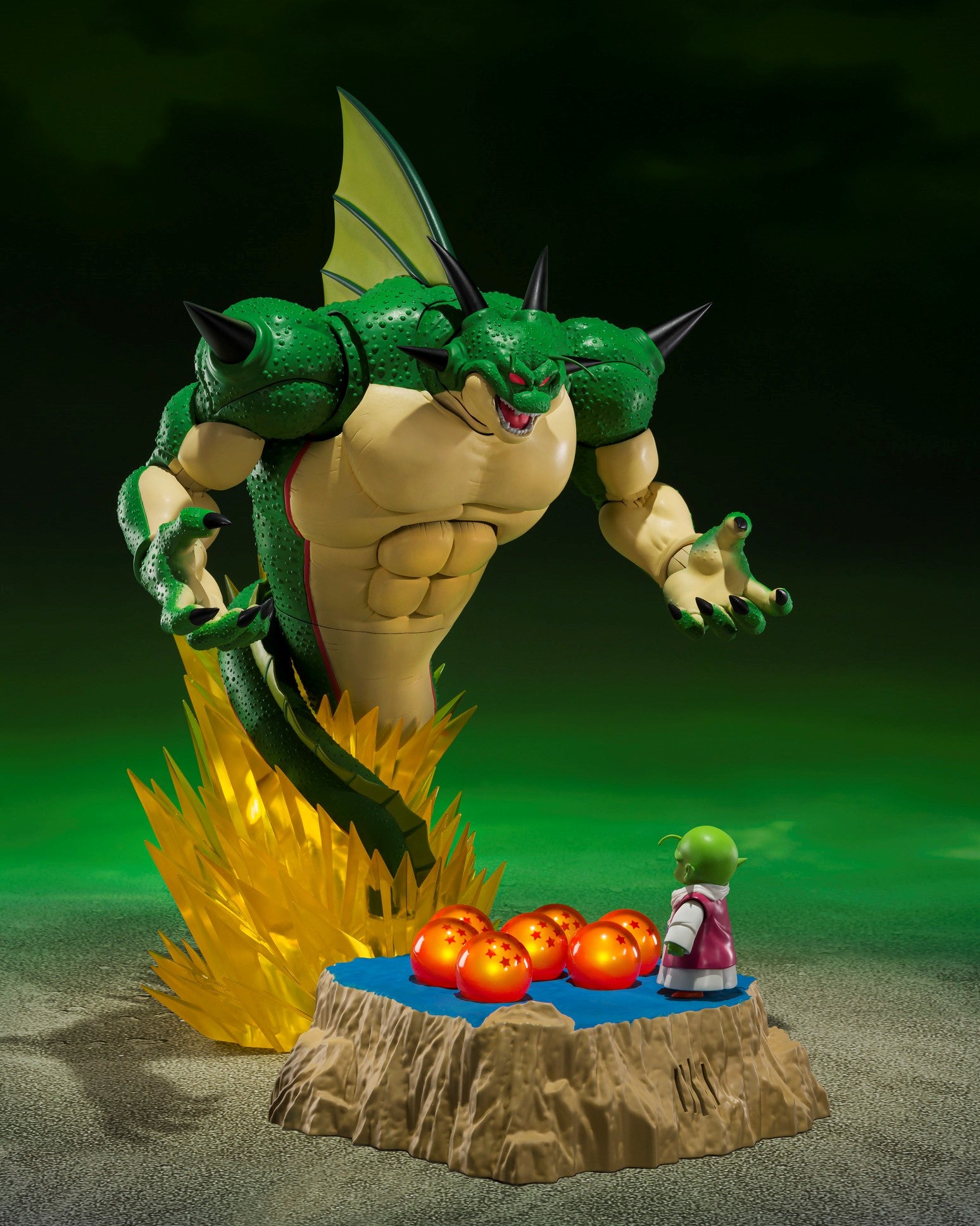SH Figuarts Collectible Porunga & Dende Luminous Dragon Ball Set - Recreate the Epic Scene of Summoning Shenron!