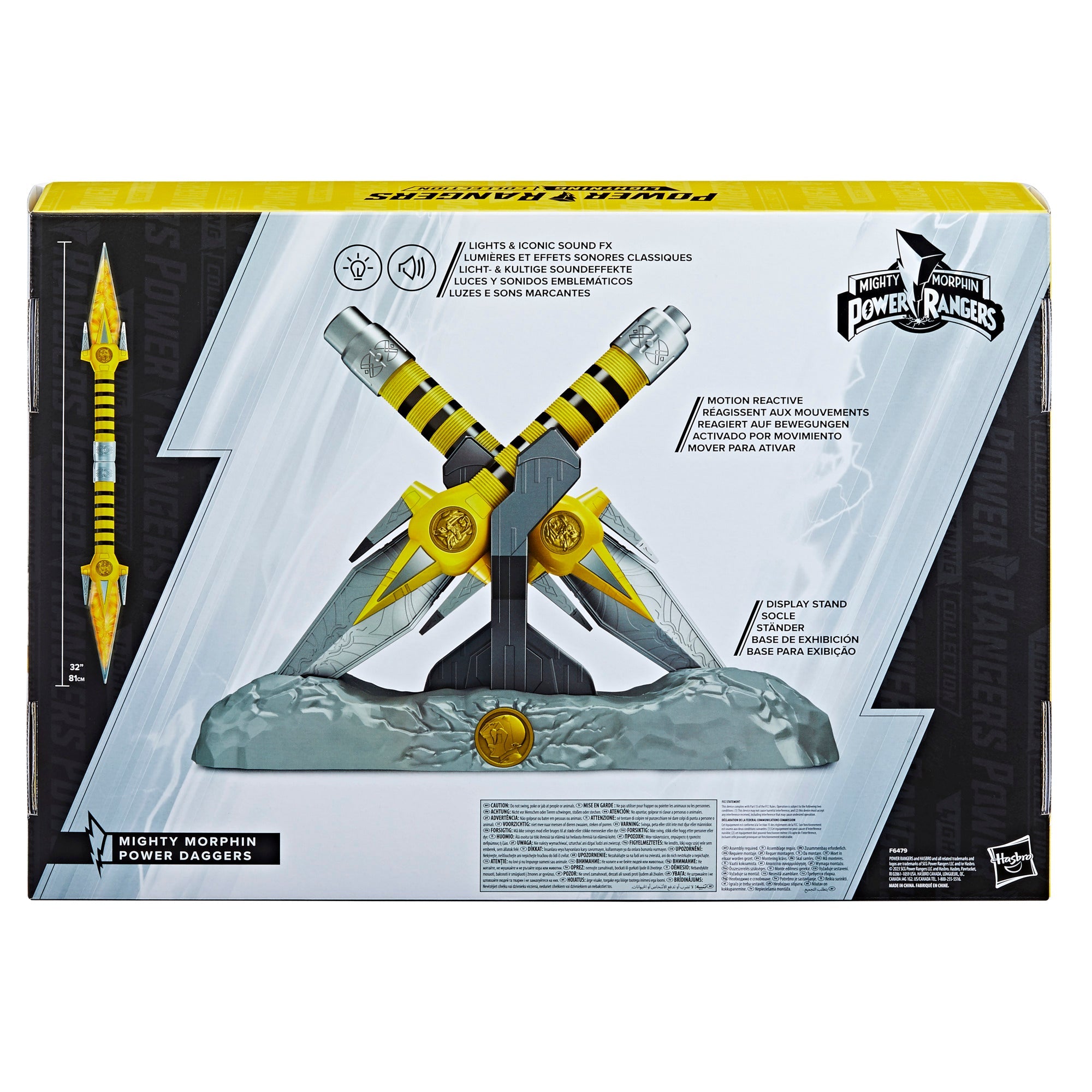 Lightning Collection Premium Role - play Mighty Morphin Power Rangers Yellow Ranger Power Daggers for Display and Role - playing