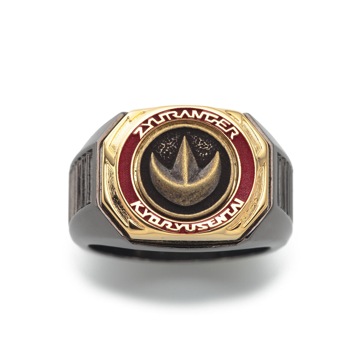 Pre - order Zyuranger Dino and Dragon Buckler Plated Brass Ring