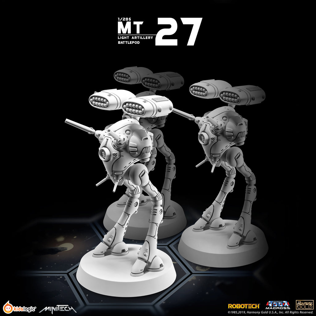 Miniature Collectible Set of 3 Minitech MT27 Light Artillery Battlepods from Macross/Robotech Series