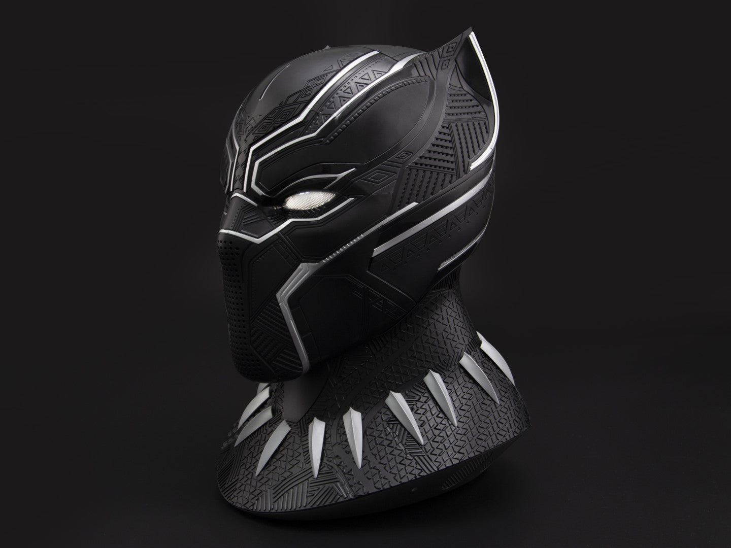 Licensed Black Panther Themed Wearable Helmet with Display Base for Cosplay
