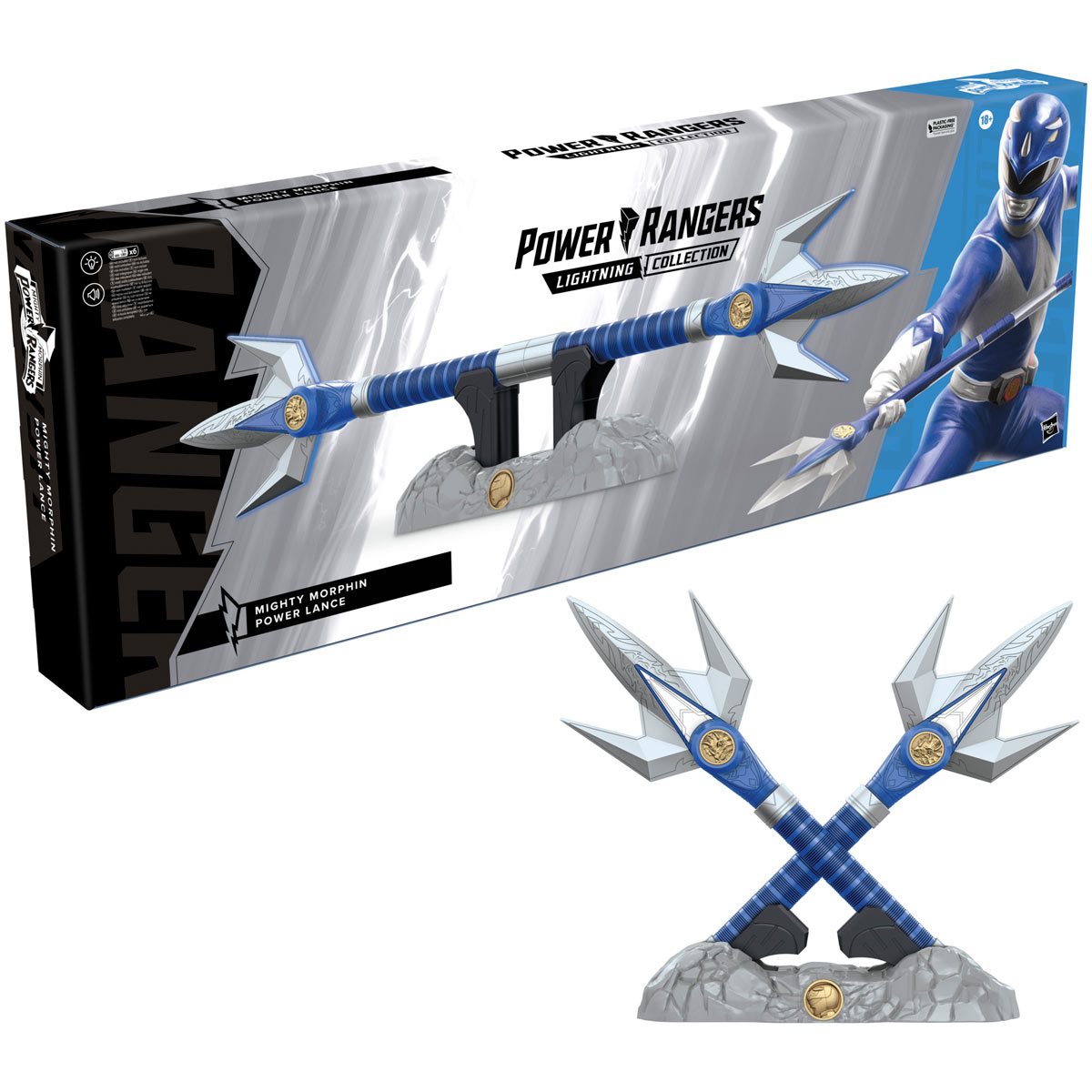 Lightning Collection Premium Electronic Mighty Morphin Blue Ranger Power Lance for Role - play and Cosplay