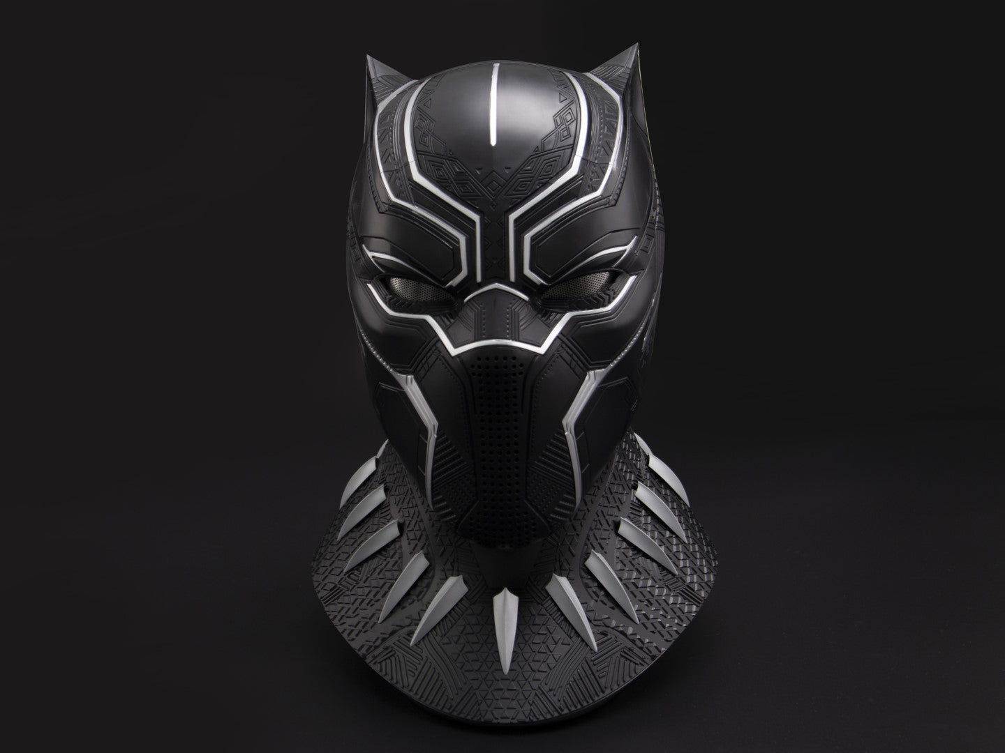 Licensed Black Panther Themed Wearable Helmet with Display Base for Cosplay