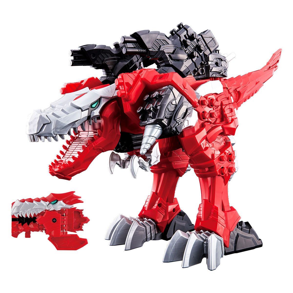 DX KishiRyuOh: Red Mecha Transforming from Dino to Robo Mode