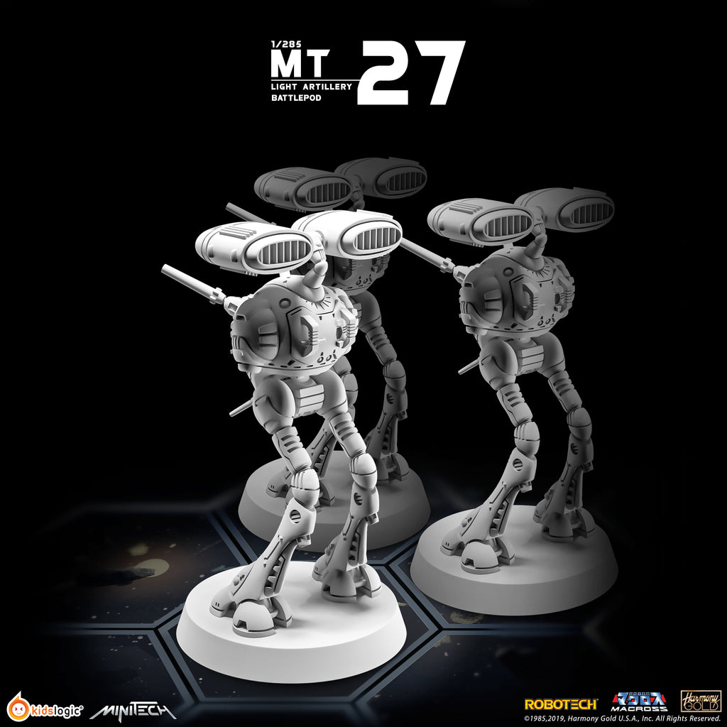 Miniature Collectible Set of 3 Minitech MT27 Light Artillery Battlepods from Macross/Robotech Series