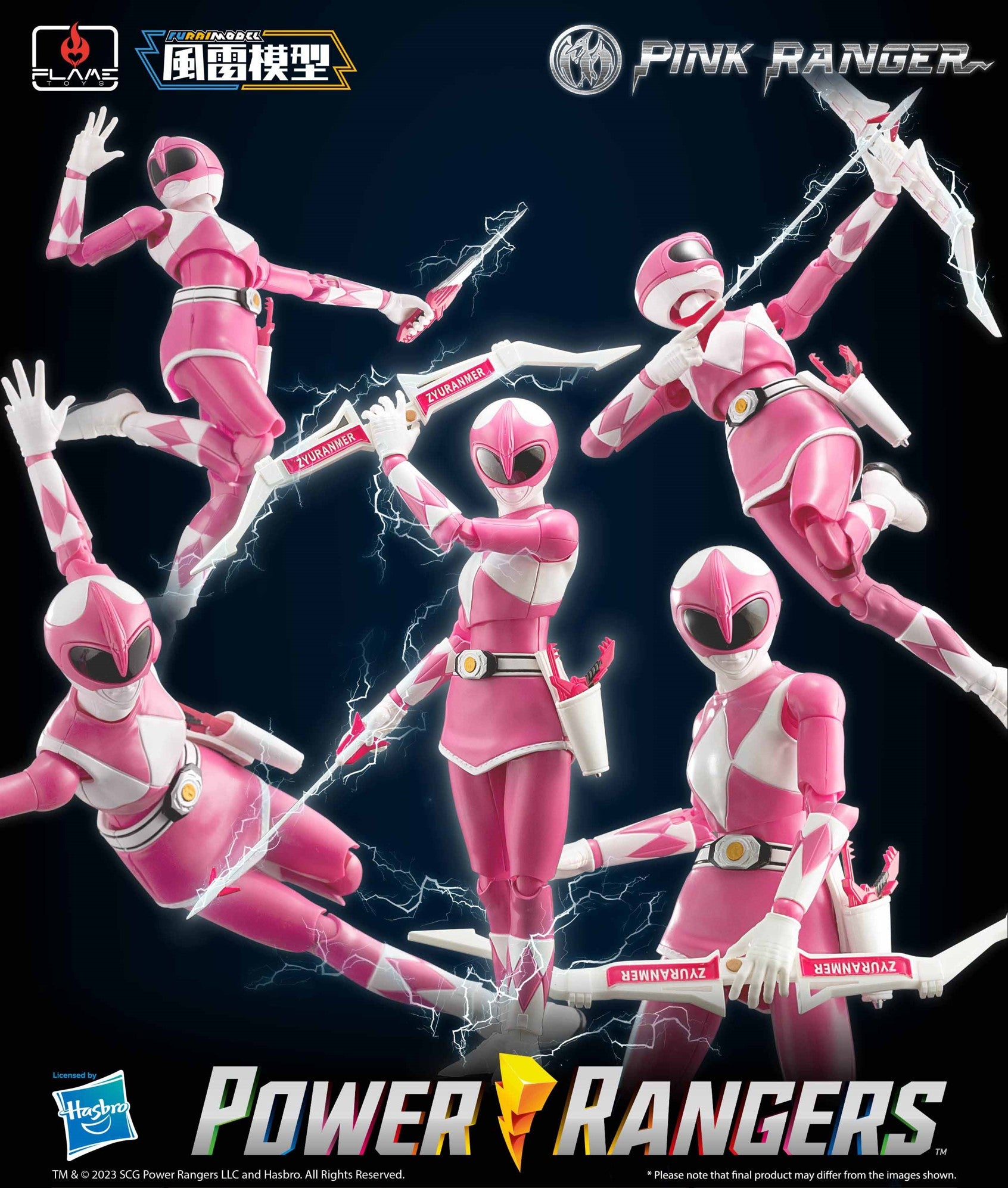 Flame Toys Pre - painted Plastic Model Kit of Power Rangers Furai Pink Ranger