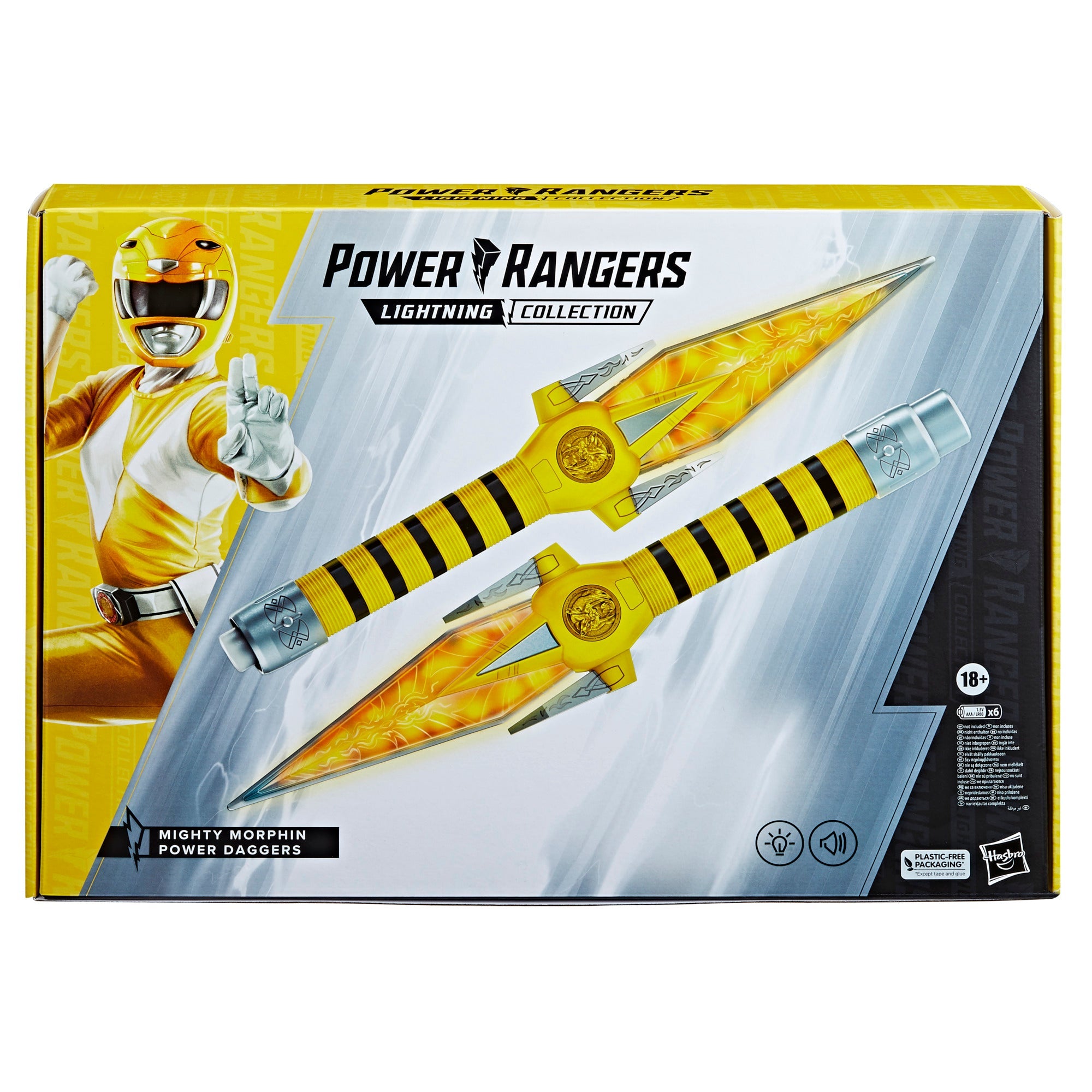 Lightning Collection Premium Role - play Mighty Morphin Power Rangers Yellow Ranger Power Daggers for Display and Role - playing