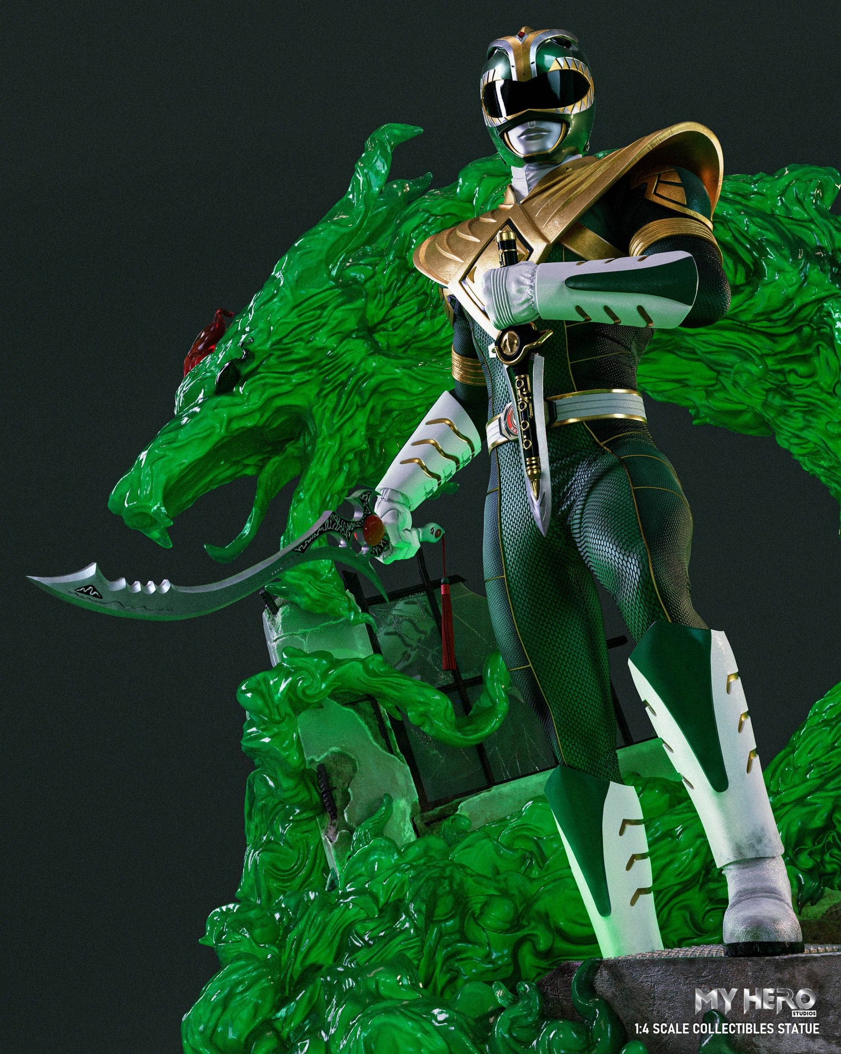 PREORDER: My Hero Studios 1/4 Scale BITS Tribute High - Quality Green Ranger Collectible Statue