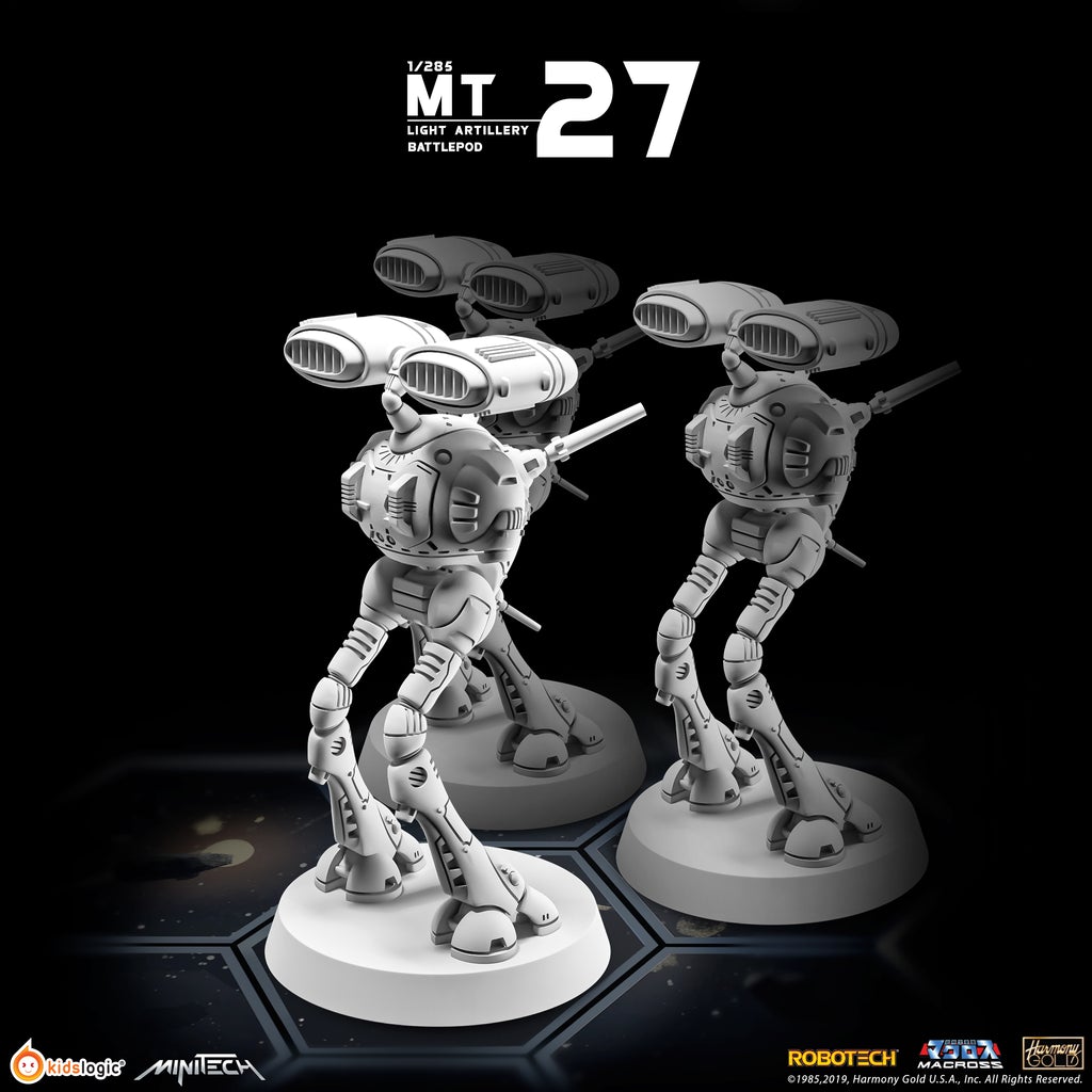 Miniature Collectible Set of 3 Minitech MT27 Light Artillery Battlepods from Macross/Robotech Series