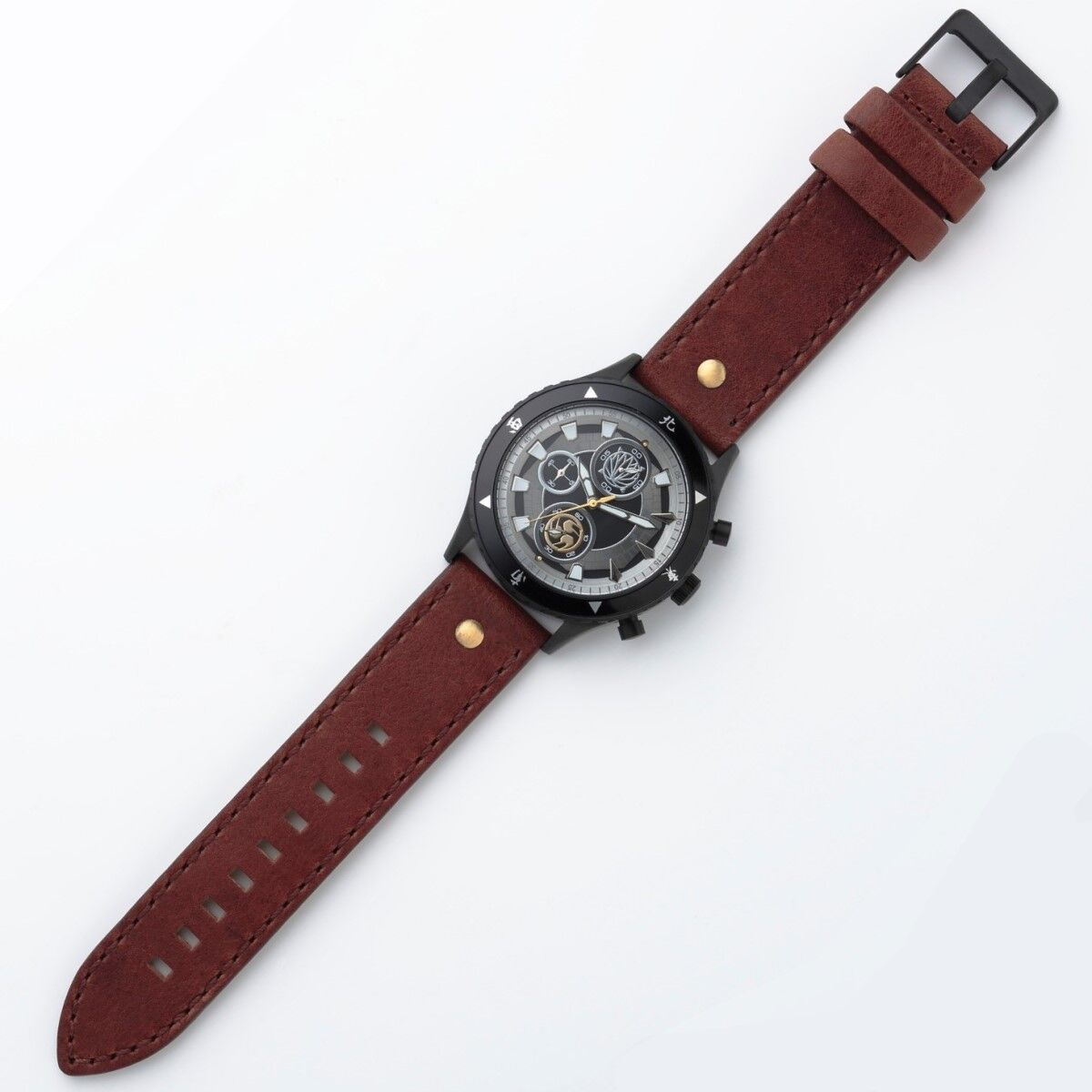 Chronograph Watch Inspired by Kamen Rider Hibiki Takeshi with Leather Strap