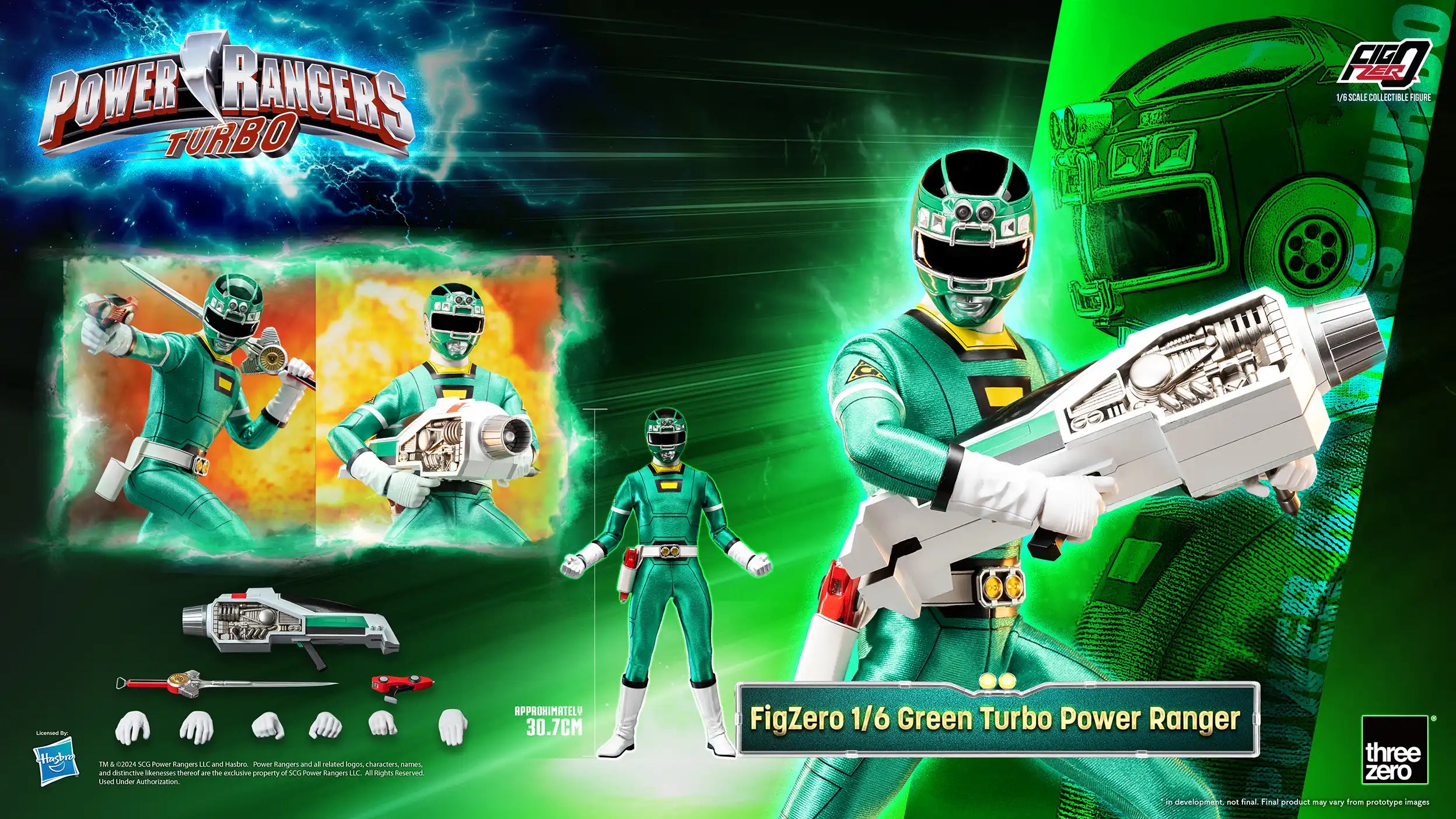 FigZero 1/6 Scale Collectible Action Figure - Green Turbo Ranger from Power Rangers Turbo