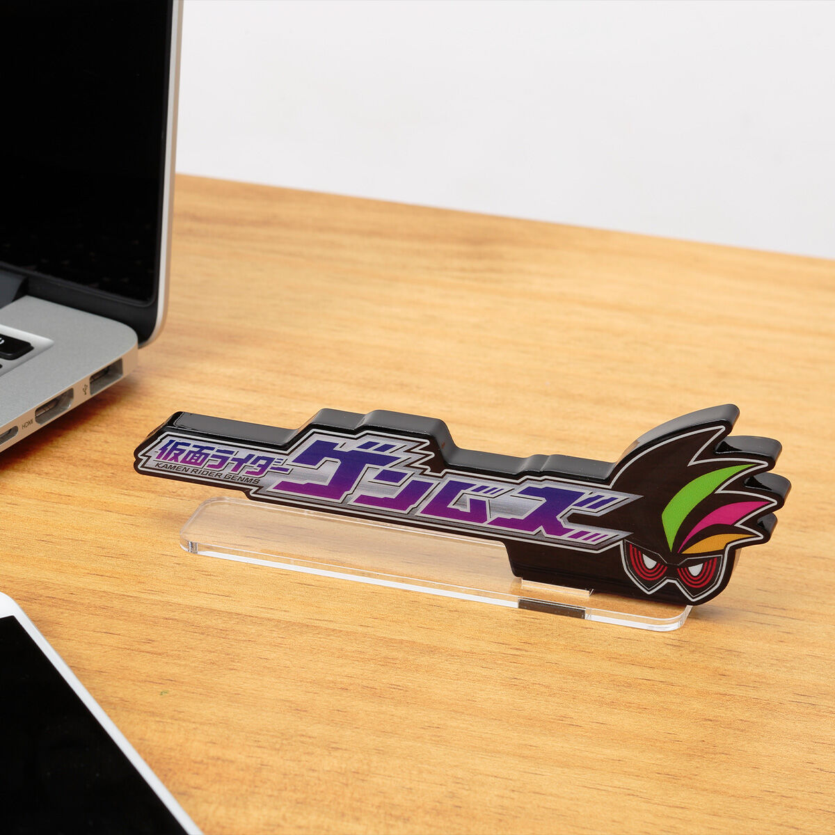 Pre - order Kamen Rider GENM Acrylic Logo Display for Collectible Showcase