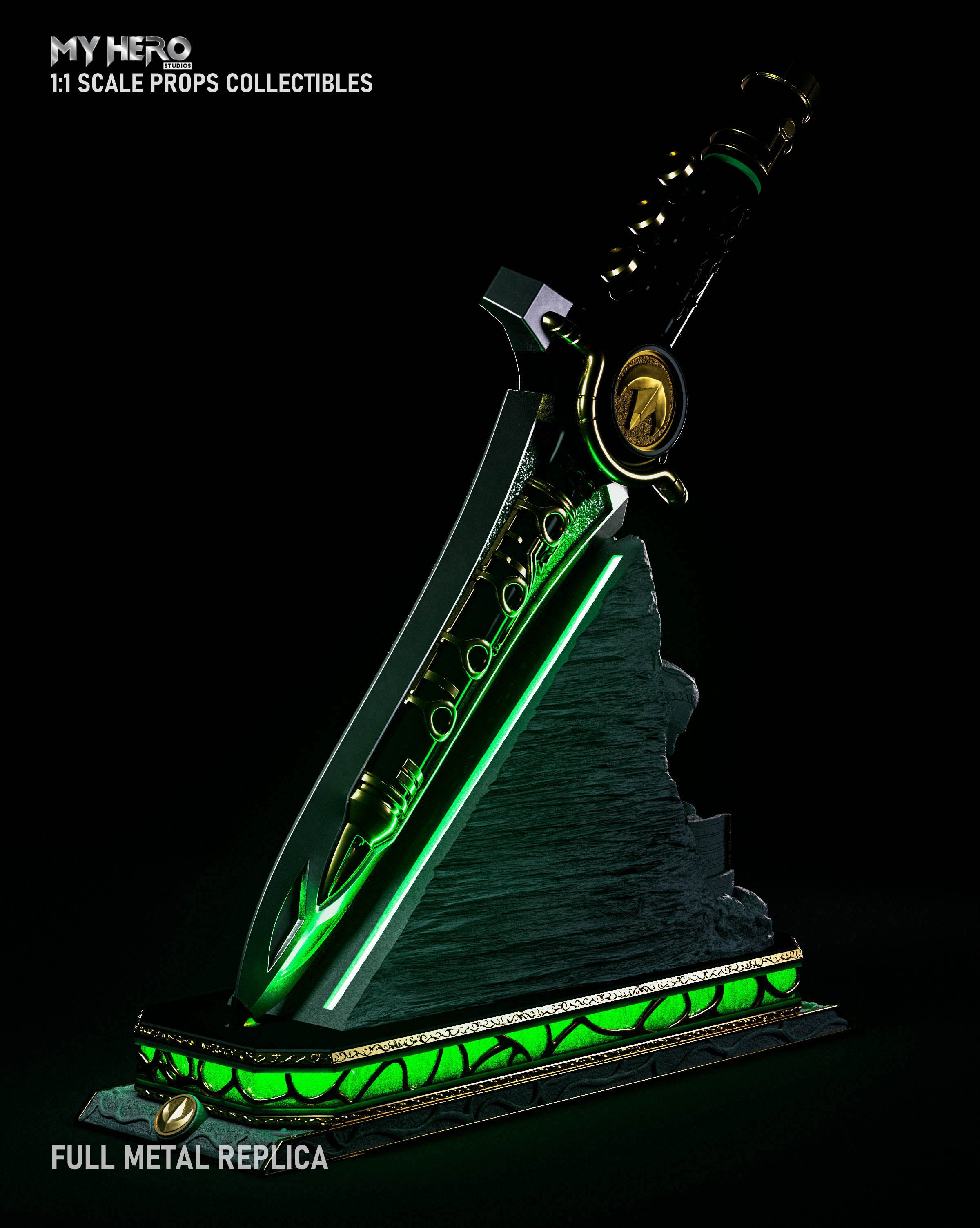 Pre - Order: 1:1 Scale Metal Replica Green Ranger Dragon Dagger by My Hero Studios