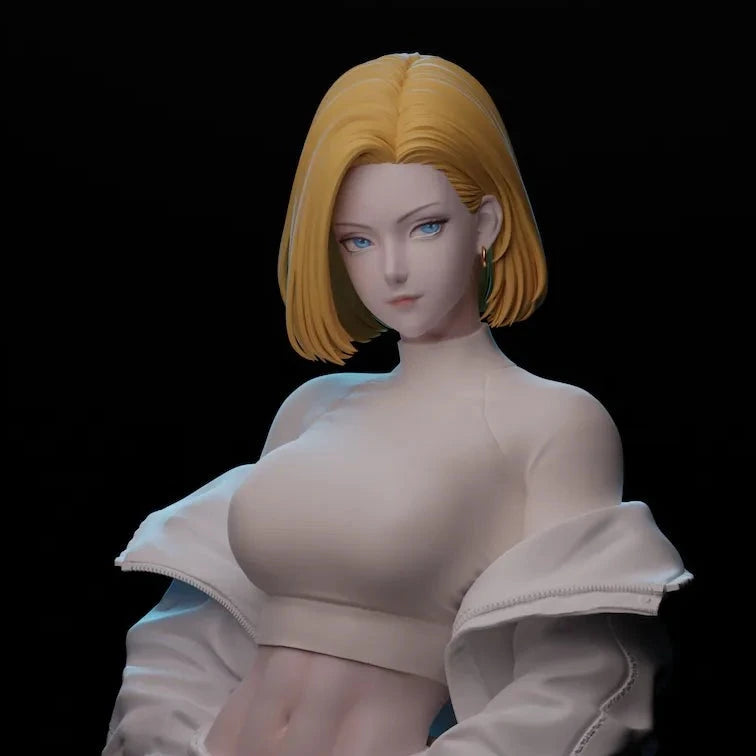 Stunning White Rabbit Candy Android 18 12 - inch LED - Base Resin Statue