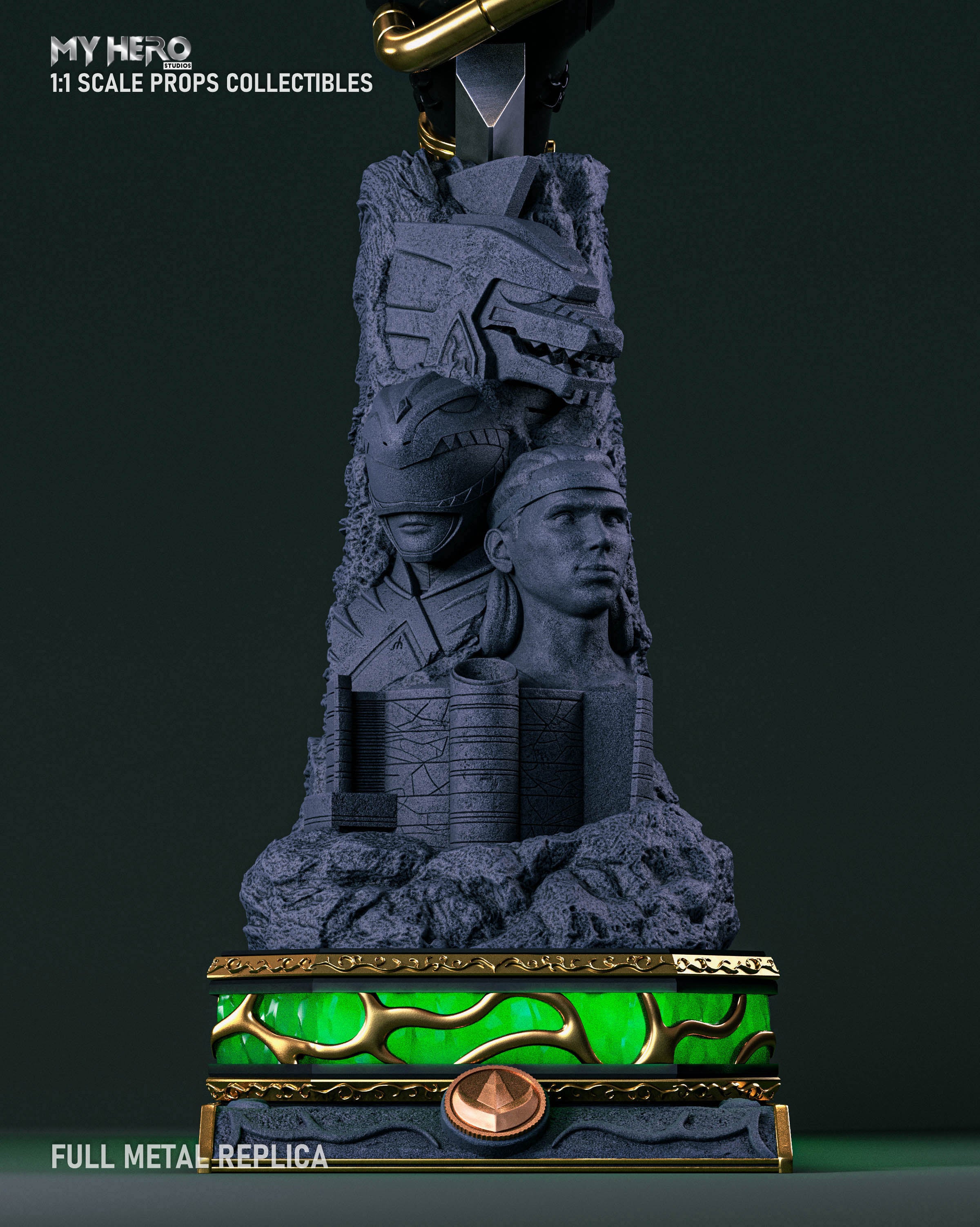 Pre - Order: 1:1 Scale Metal Replica Green Ranger Dragon Dagger by My Hero Studios