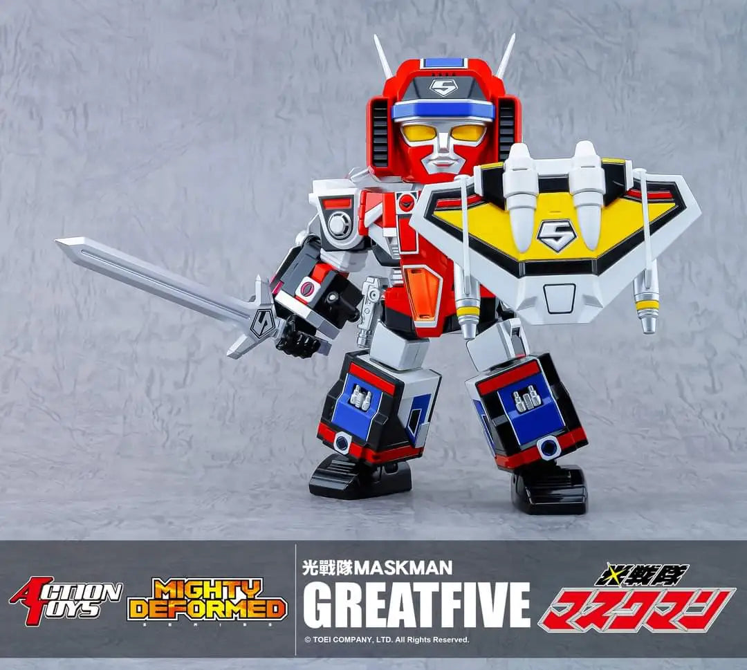 Pre - Order Action Figure Toys: Mighty Deformed Great Five - Maskman Collectible