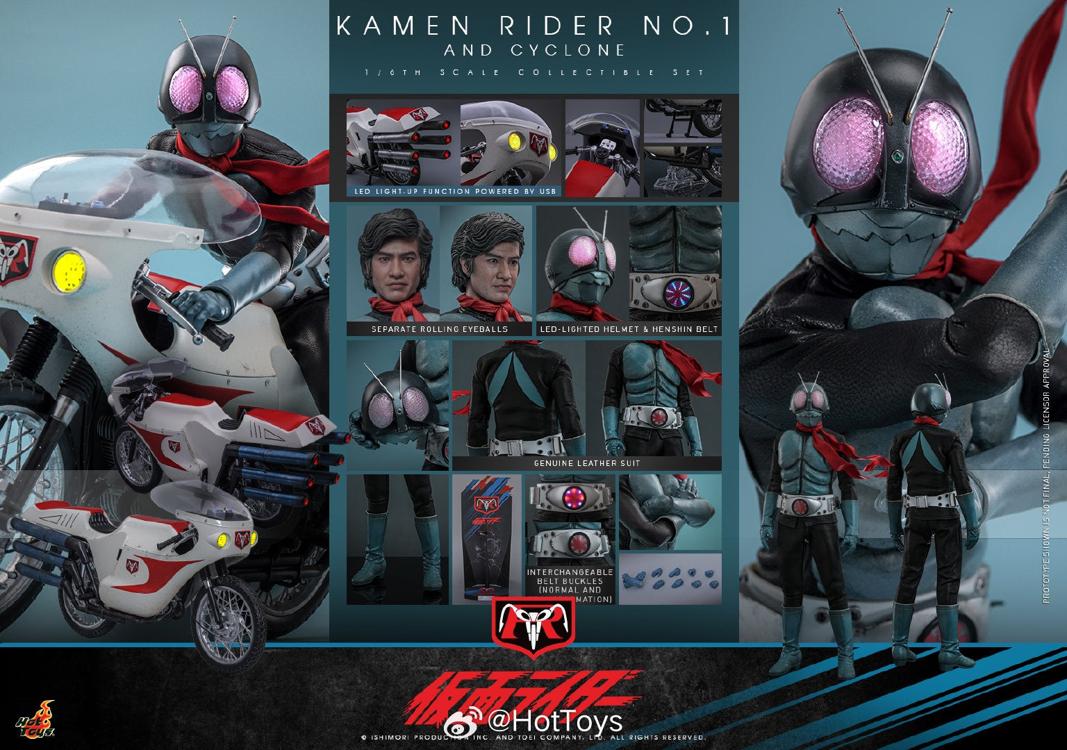 Pre - order HotToys 1/6 Scale Collectible Kamen Rider Ichigou Action Figure with Cyclone Motorcycle