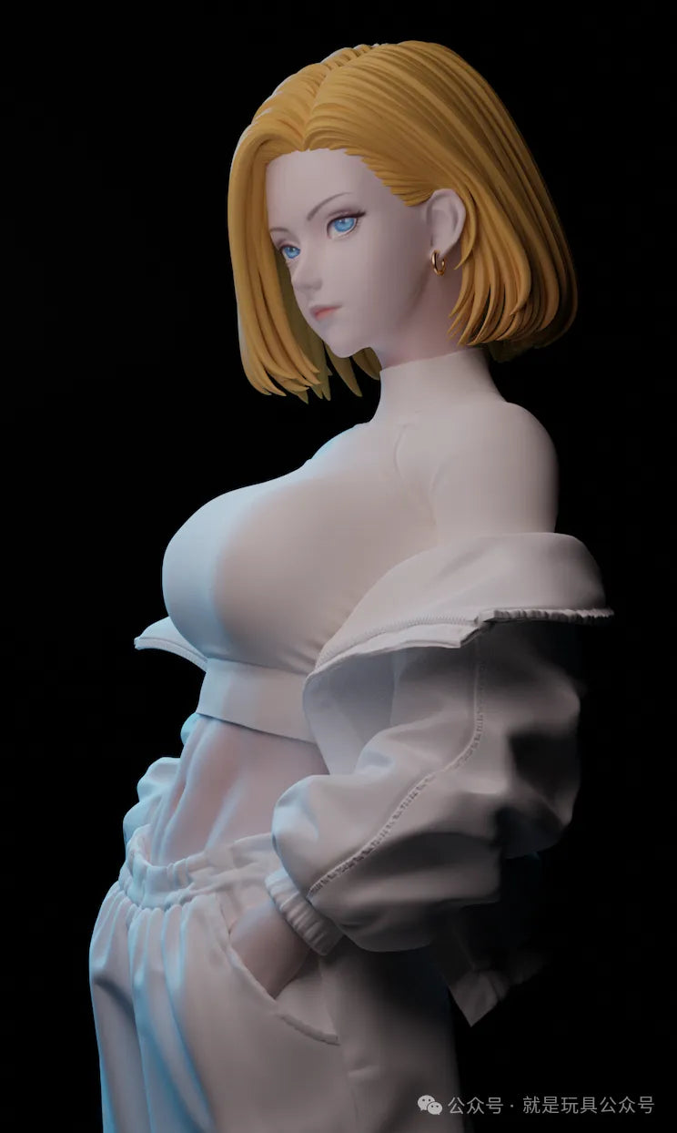 Stunning White Rabbit Candy Android 18 12 - inch LED - Base Resin Statue