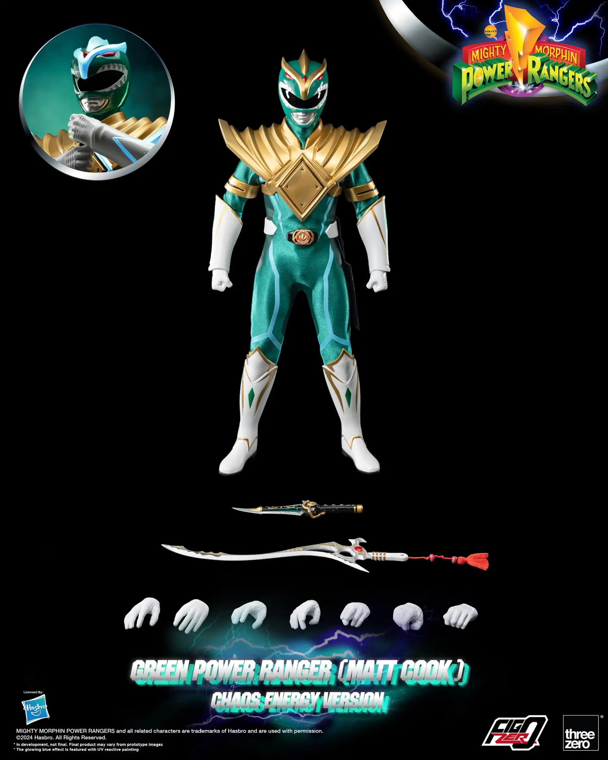 FigZero 1/6 Scale Action Figure - Power Rangers Green Ranger (Matt Cook) Chaos Energy Version from Go Go Power Rangers Comic Series