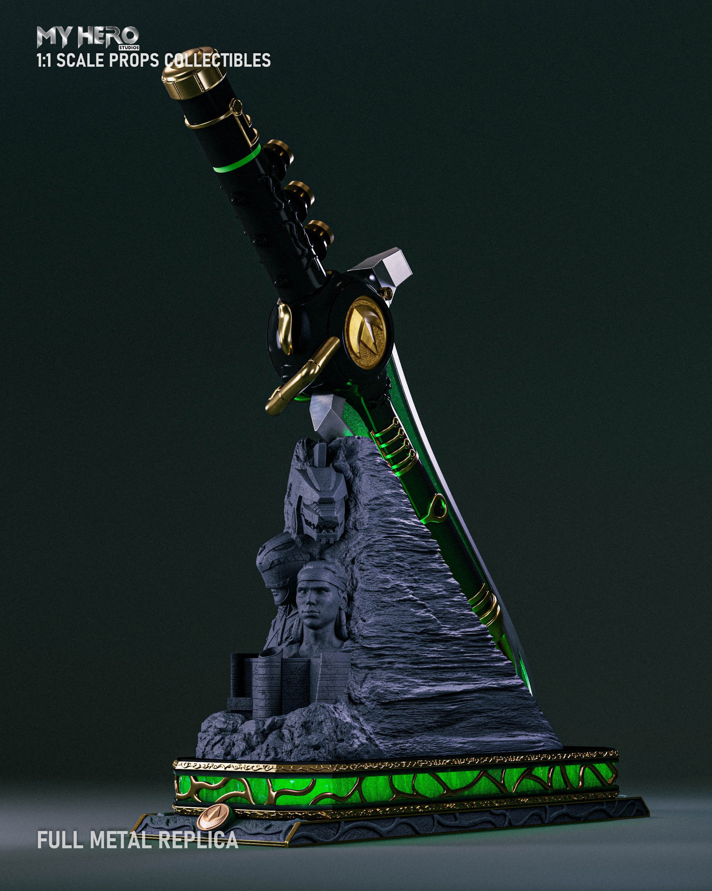 Pre - Order: 1:1 Scale Metal Replica Green Ranger Dragon Dagger by My Hero Studios