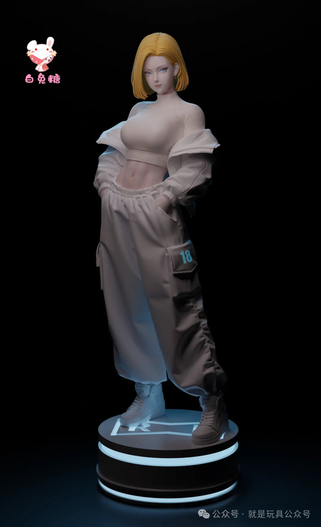 Stunning White Rabbit Candy Android 18 12 - inch LED - Base Resin Statue