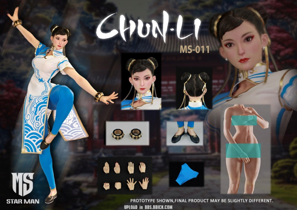 Pre - order 1/6 Scale Collectible Star Man MS - 011 Chun - Li Figure in White Cheongsam